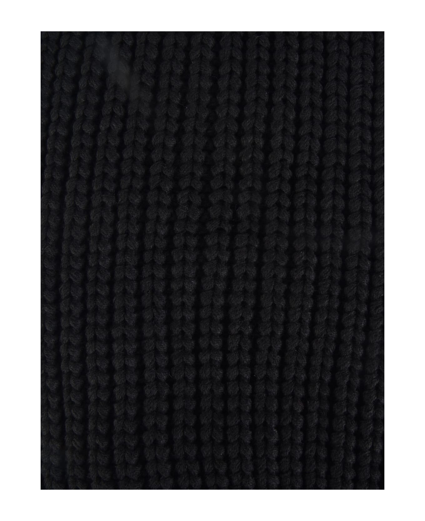 Barbour Logo Patch Rib Knit Puff Beanie And Scarf Set - Black
