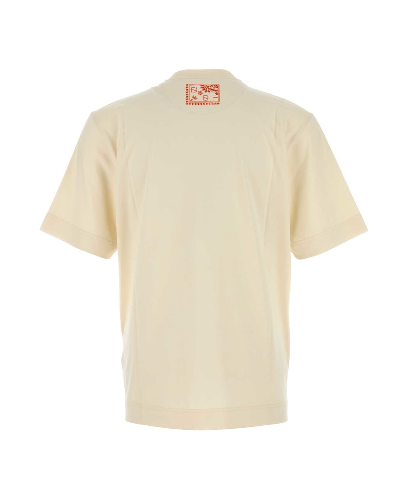Fendi Cream Cotton T-shirt - LINEN