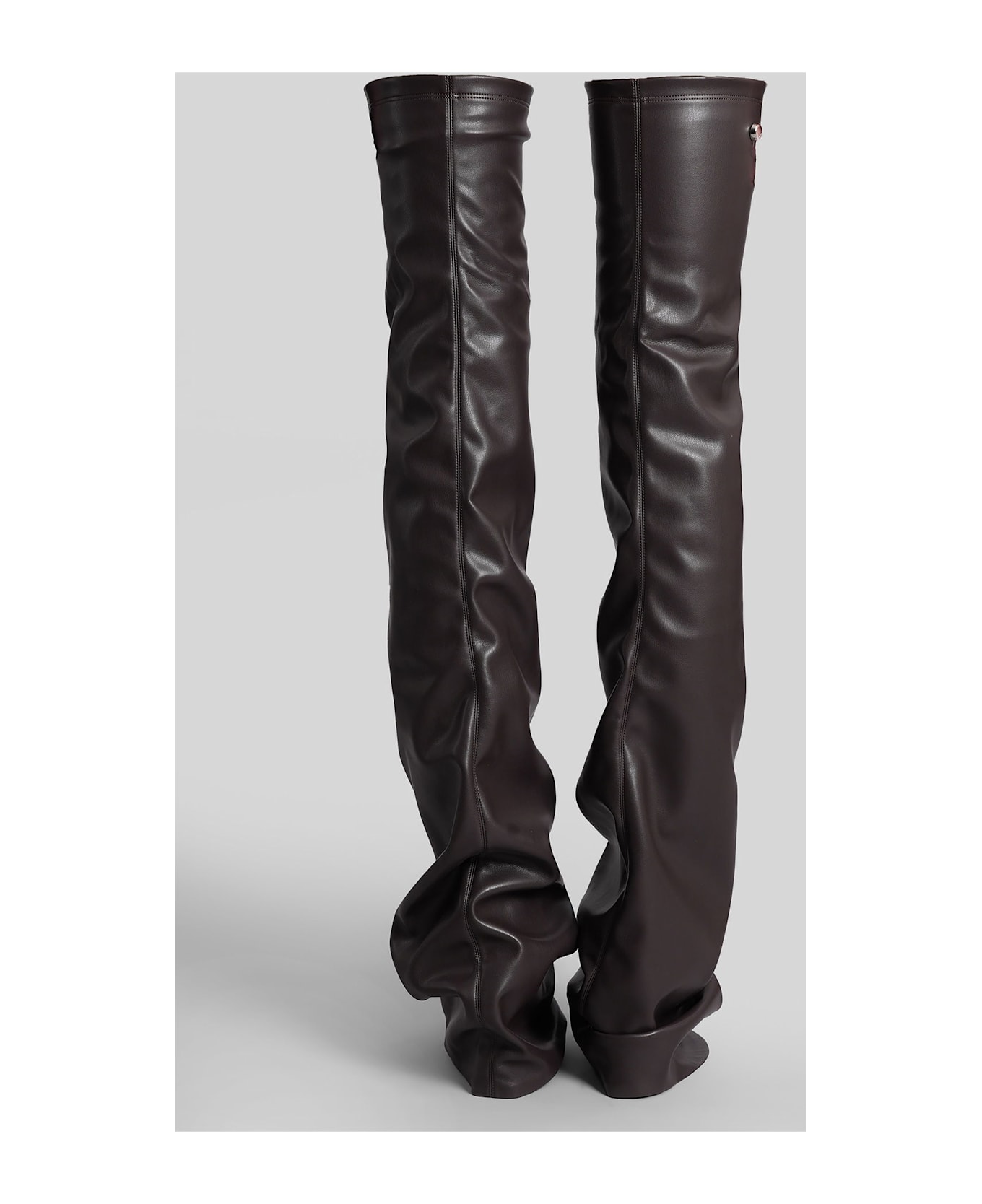 The Attico Robin Otk High Heels Boots In Brown Leather - brown