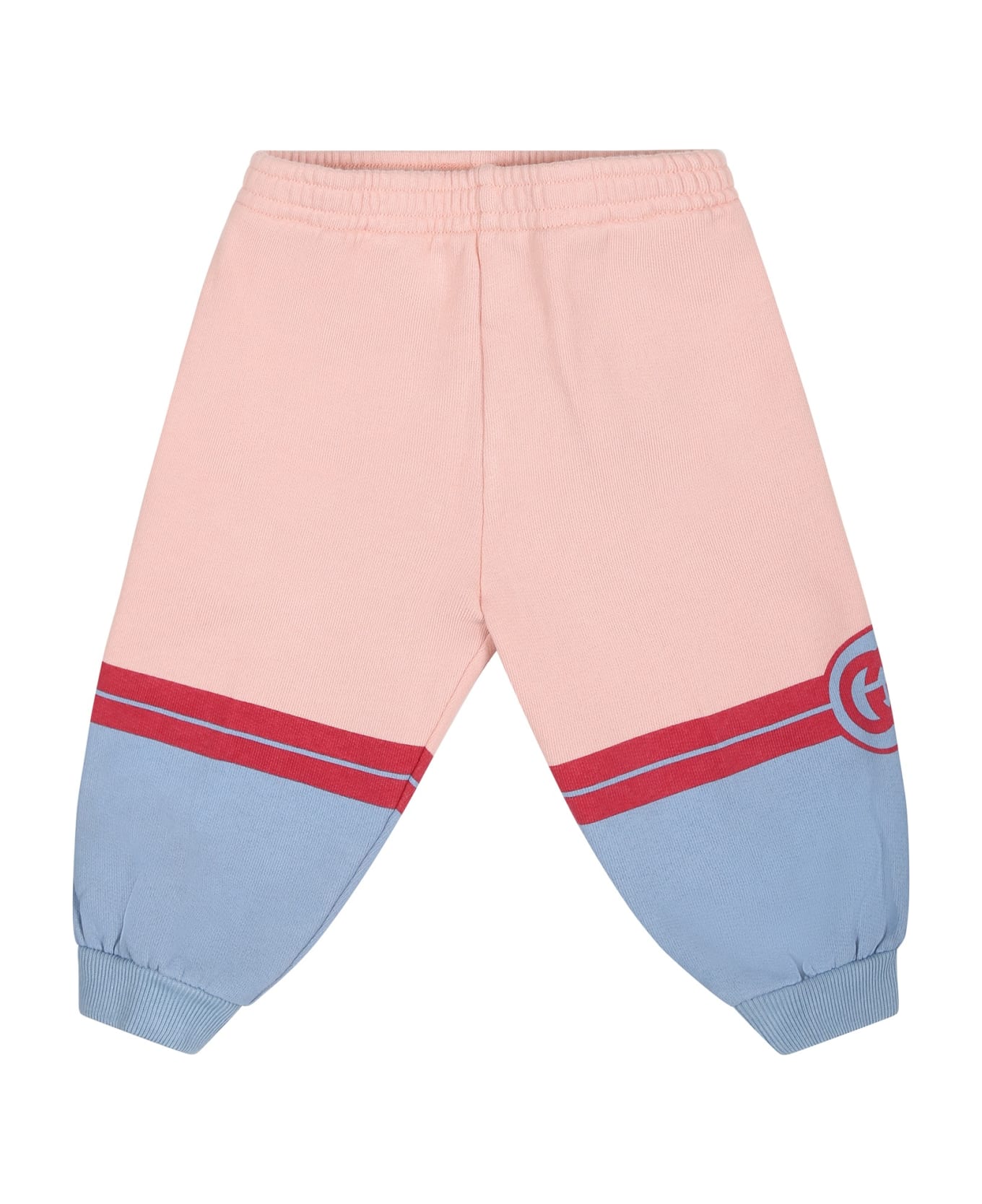 Gucci Pink Trousers For Baby Girl With Print And Logo - Pink