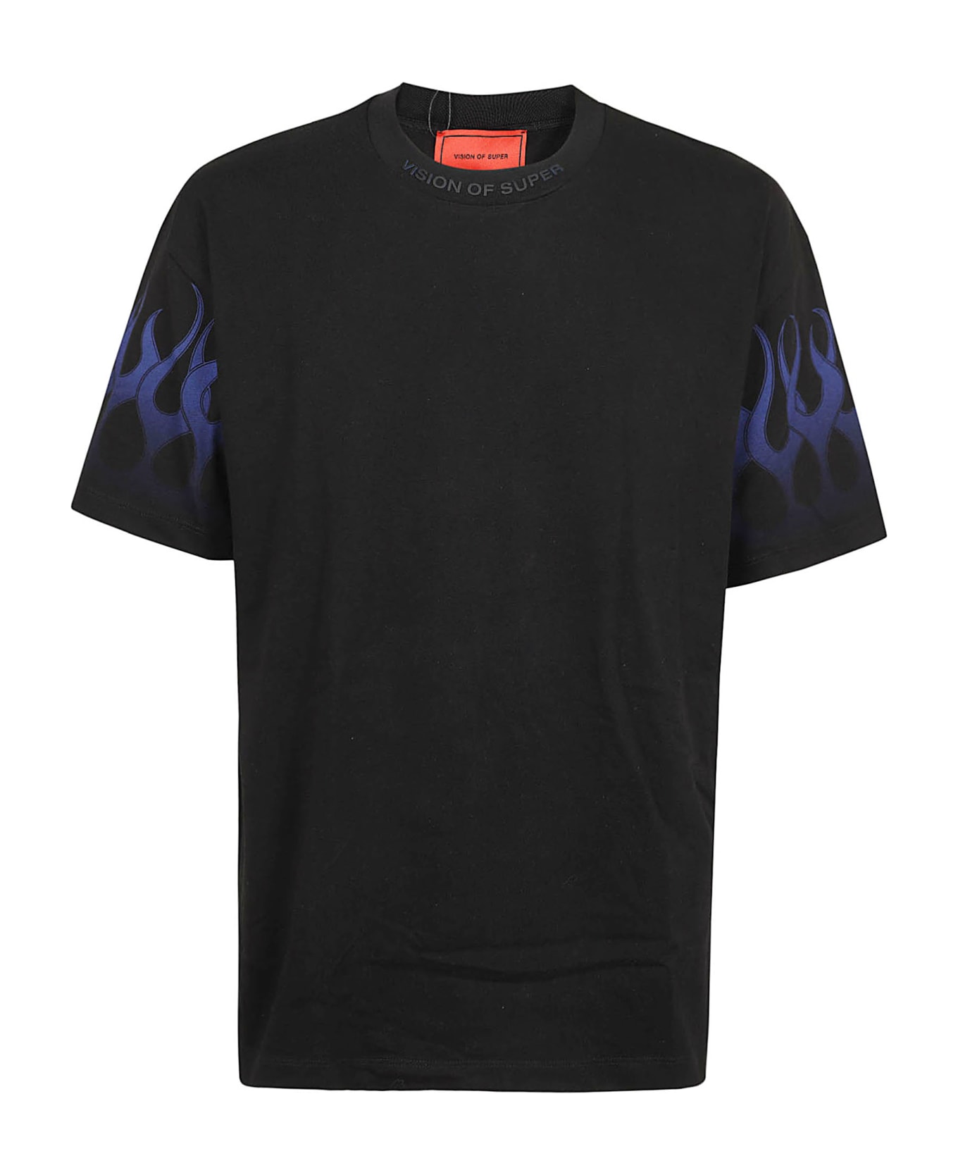 Vision of Super Black Tshirt With Blue Flames - Black