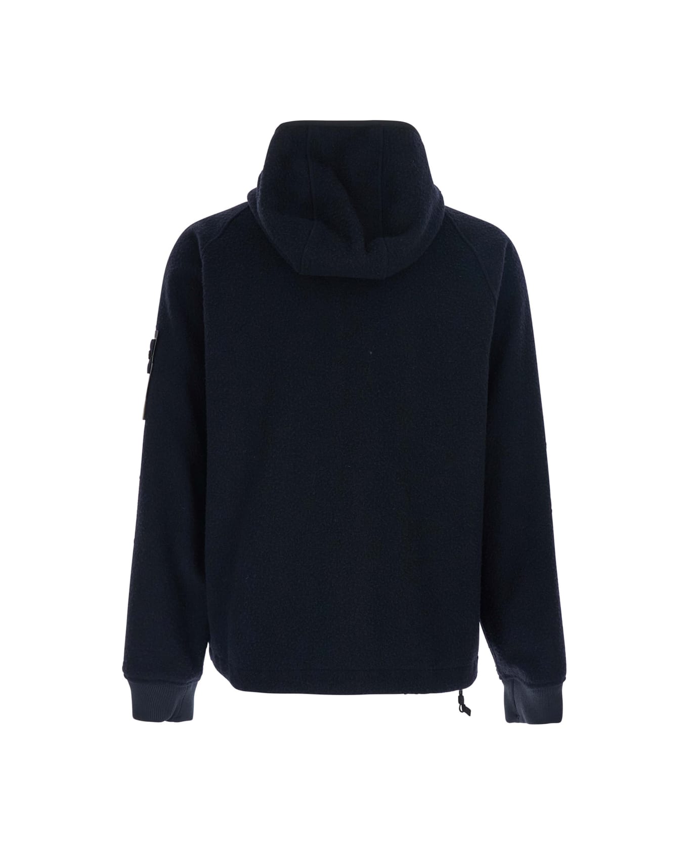 Stone Island Blue Jacket With Fixed Hood And Logo Patch On The Sleeve In Fleece Man - Blu