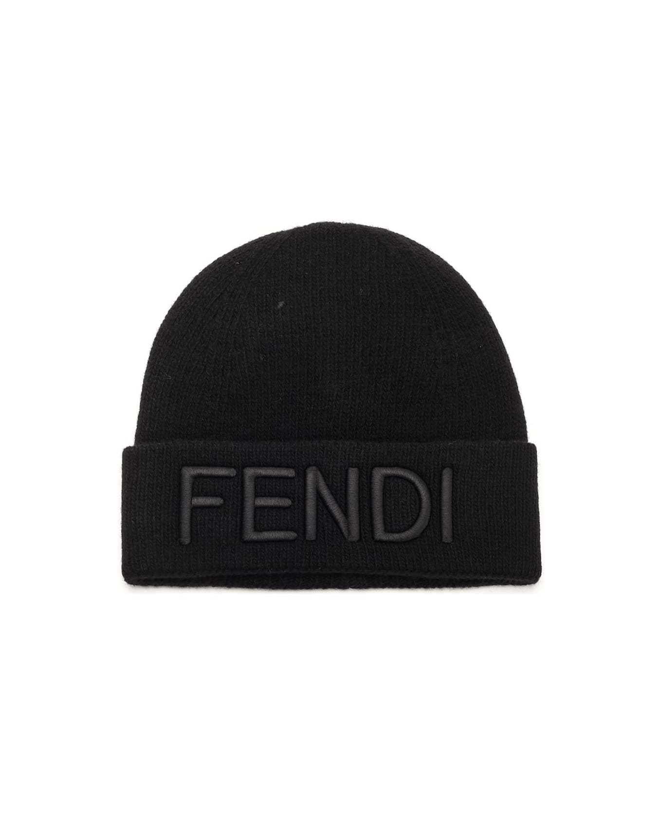 Fendi Black Log Hat - Black