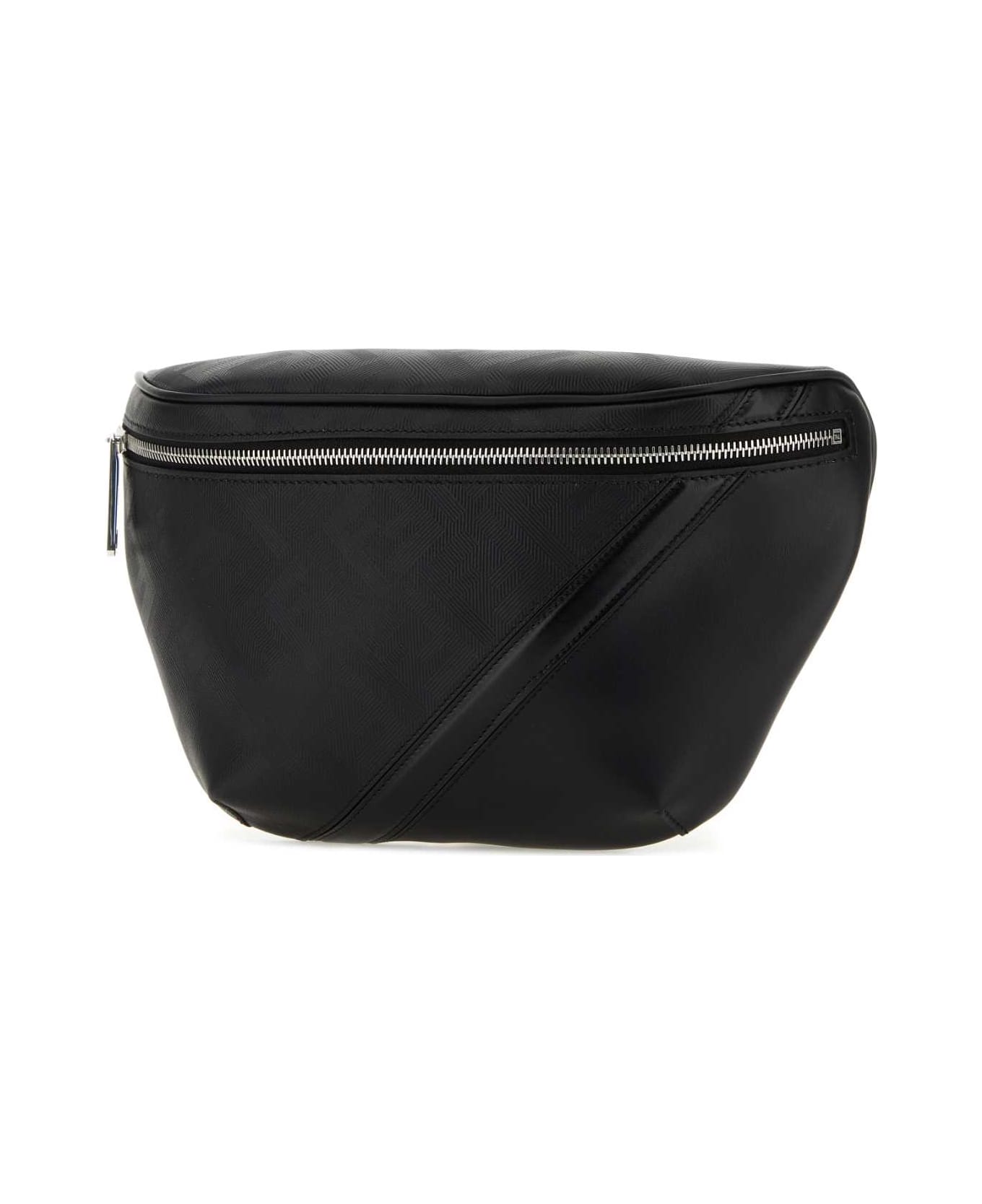 Fendi Black Leather And Fabric Belt Bag - NEROPALLADIO