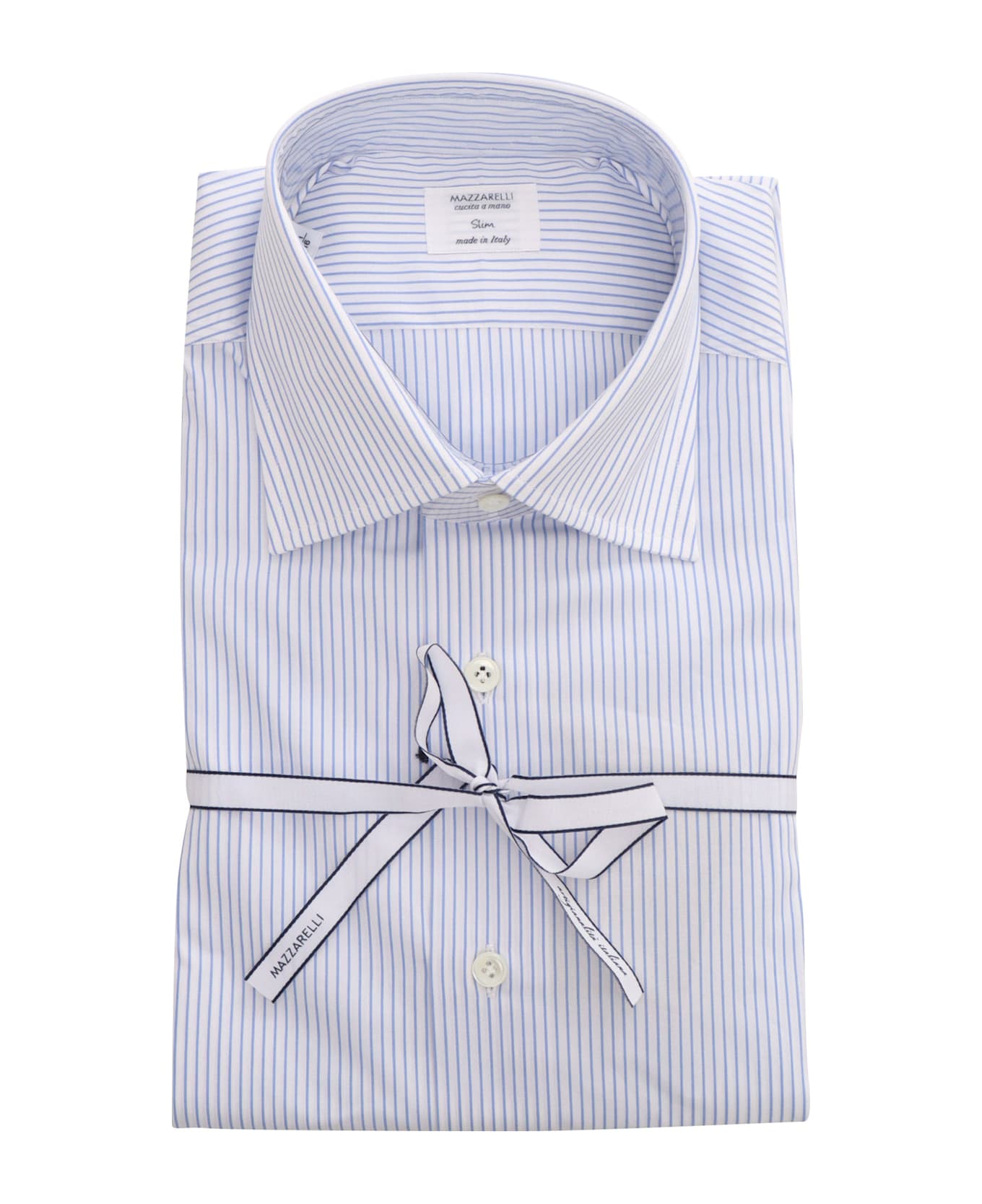 Mazzarelli Striped Cotton Shirt - LIGHT BLUE