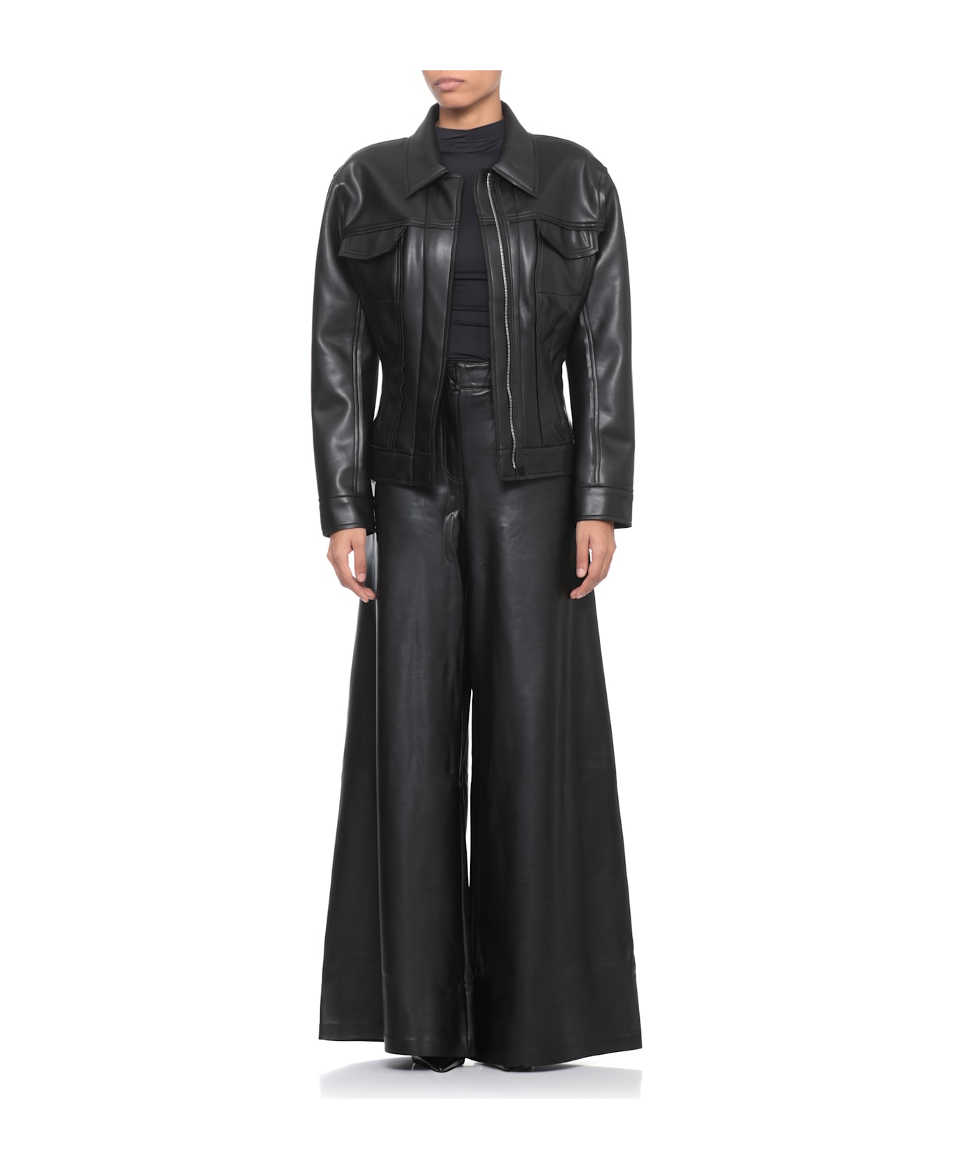 Norma Kamali Synth Leather Jacket - Black