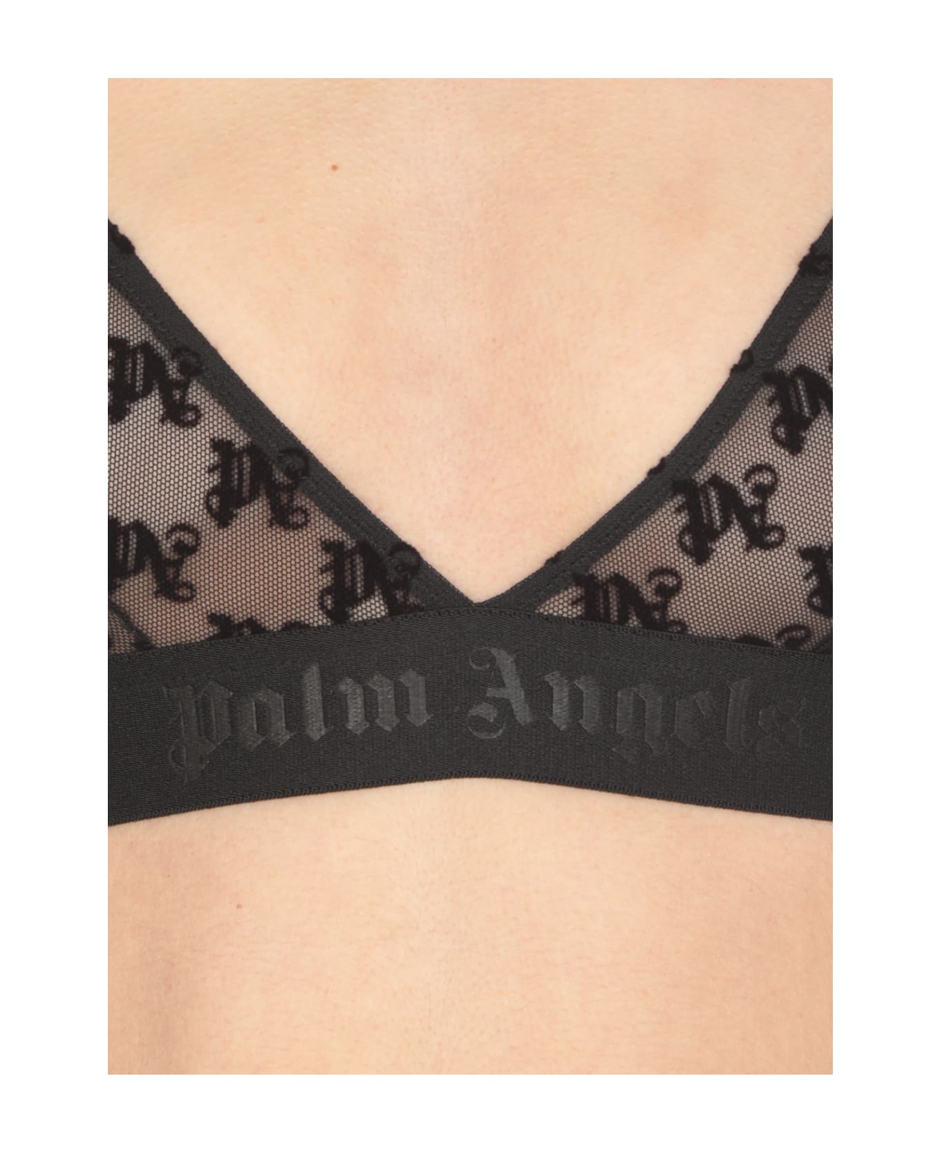 Palm Angels Monogram Lace Top - Black