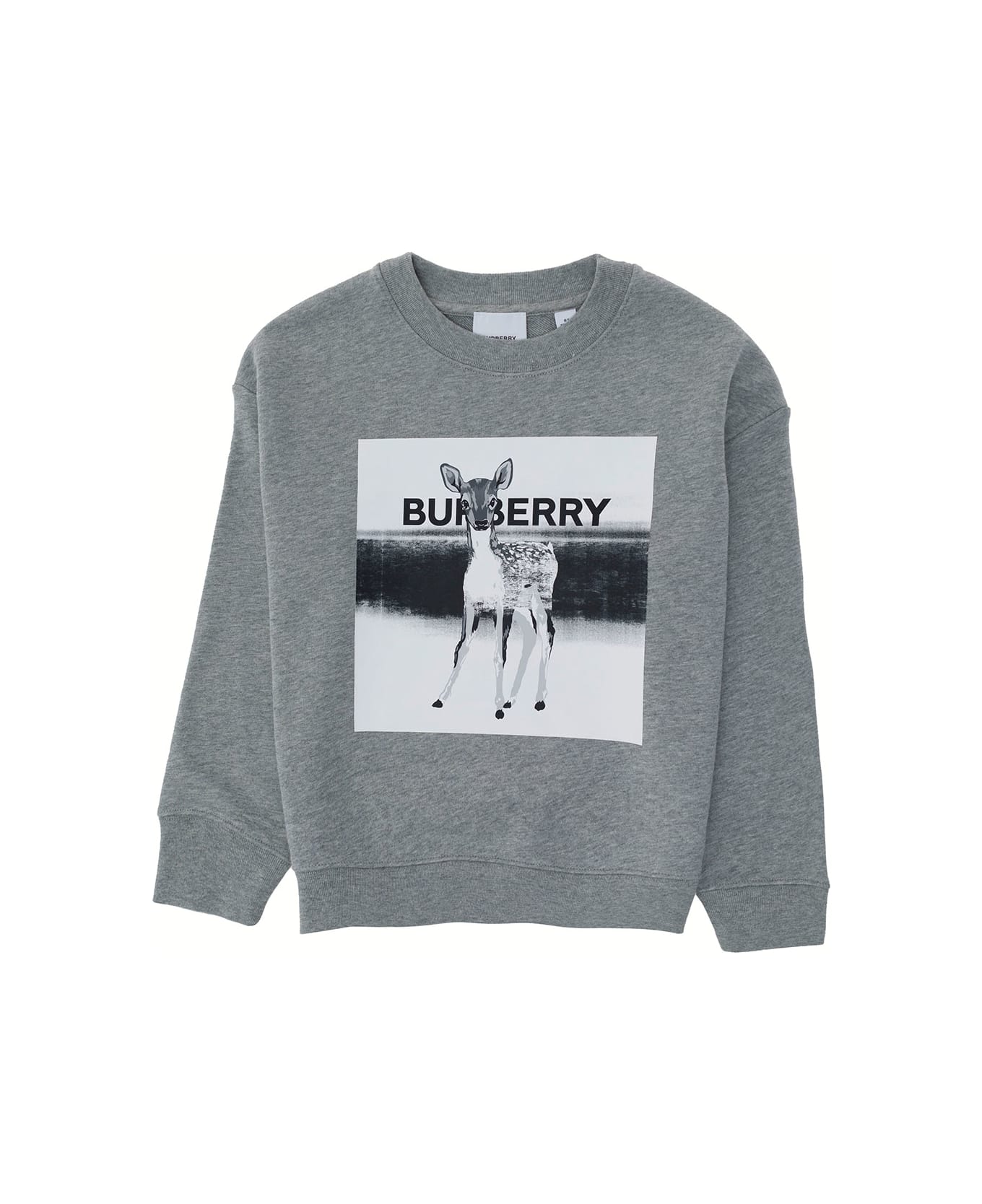 Burberry Boy Grey Jersey Sweatshirt With Logo Print - Grey