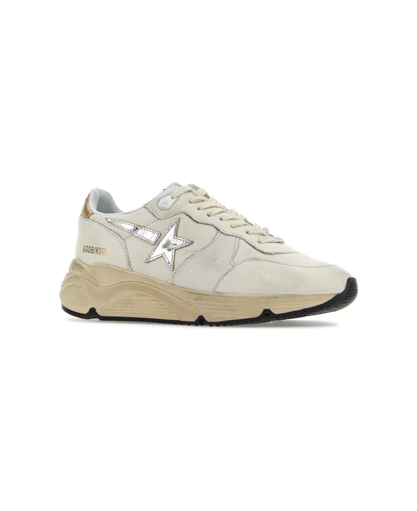Golden Goose Ivory Leather Running Sole Sneakers - WHITESILVERGOLD
