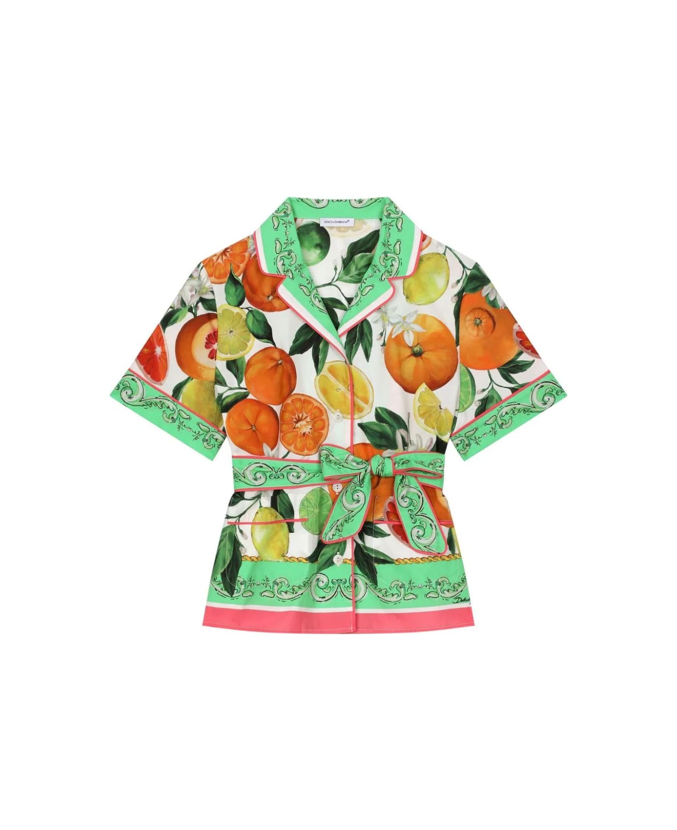 Dolce & Gabbana Shirt With Belt And Orange And Lemon Print - Multicolour
