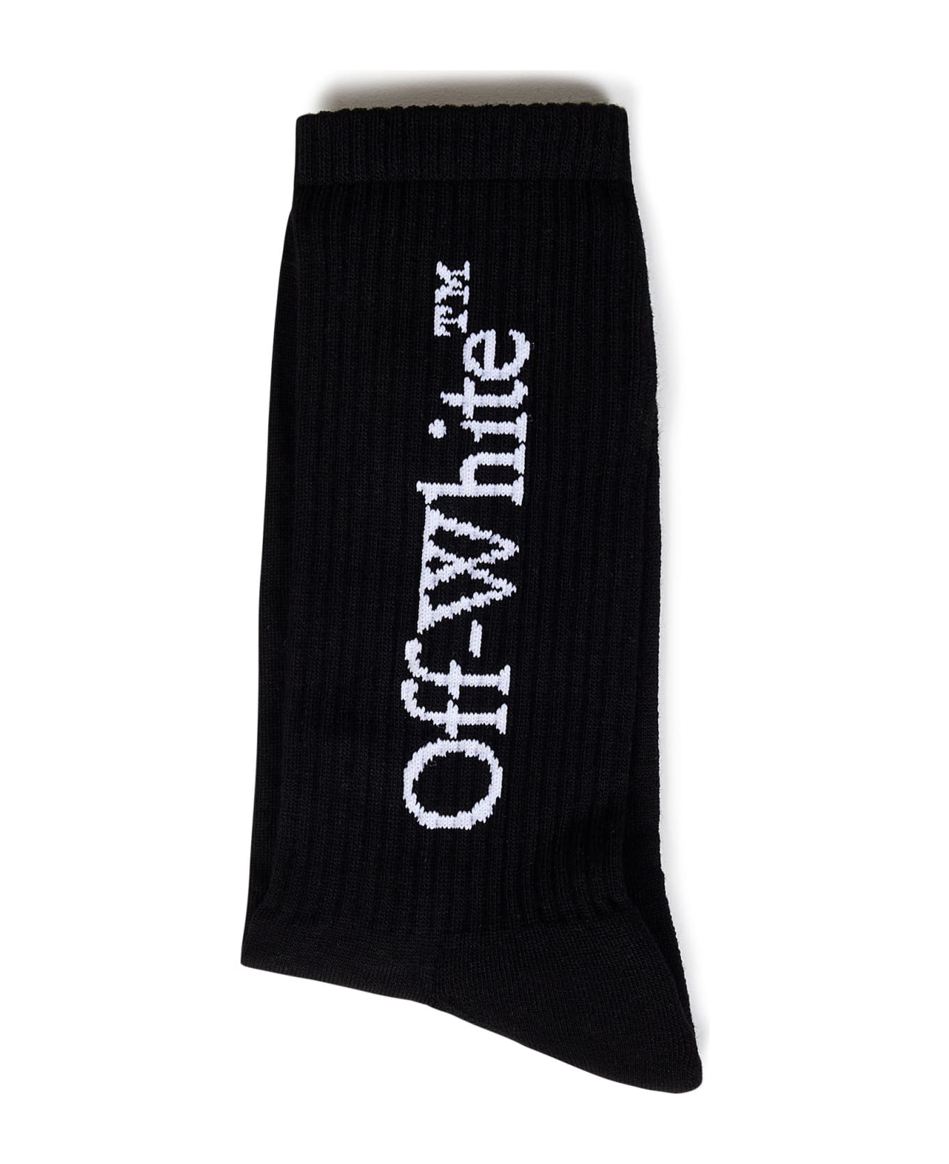 Off-White Big Logo Bookish Mid Leg Socks - Black White 靴下