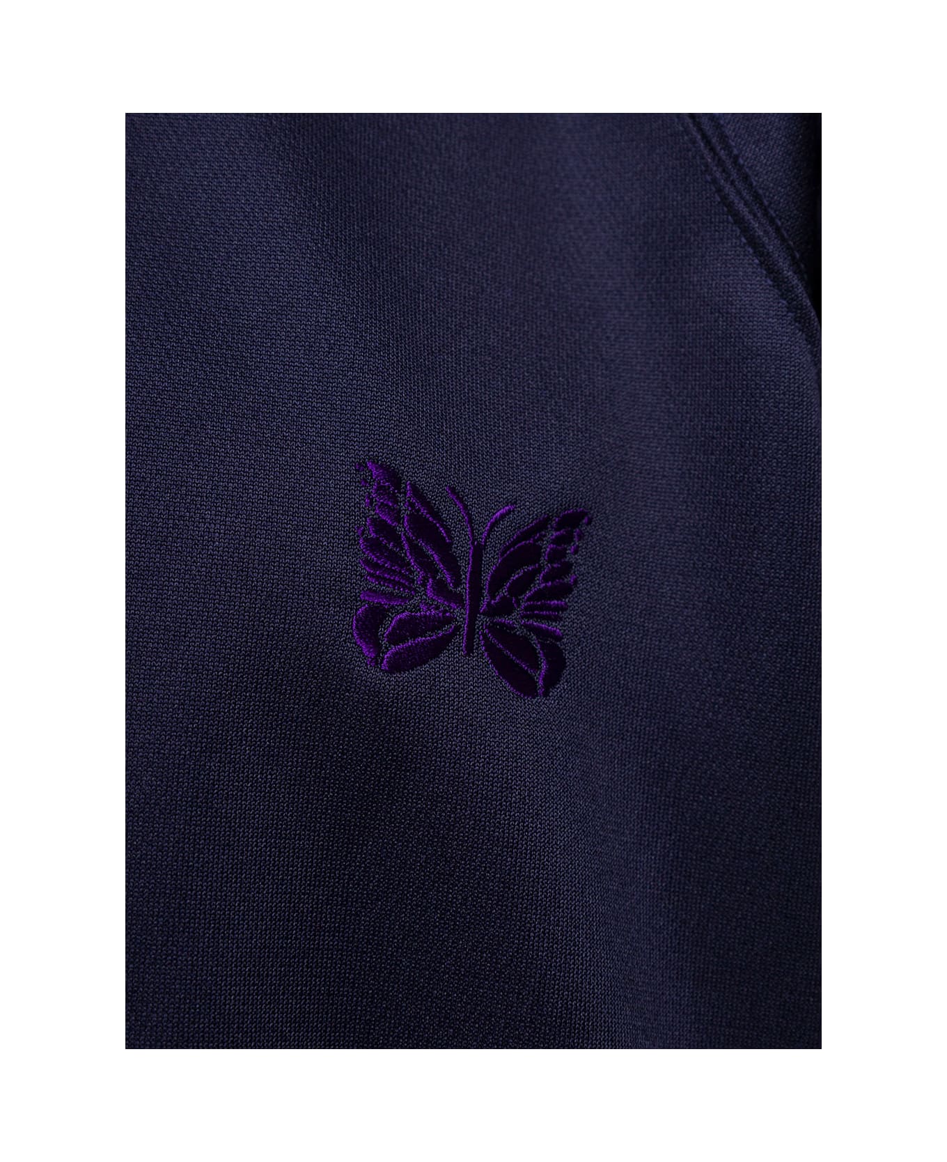 Needles Blue Crewneck Sweatshirt With Embroidered Logo In Jersey Man - Blu