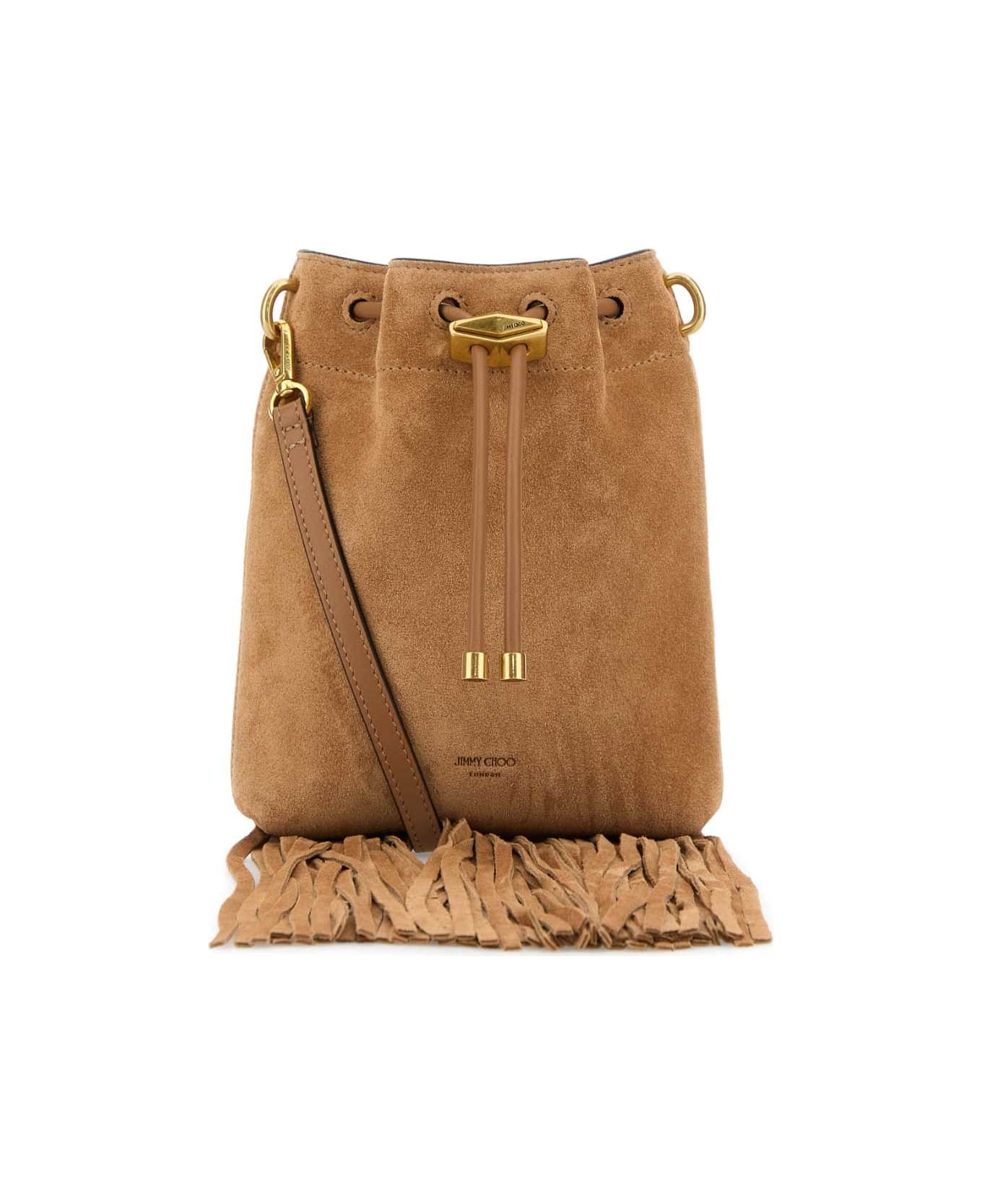 Jimmy Choo Camel Suede Bon Bon Bucket Bag - TOFFEETOFFEEGOLD