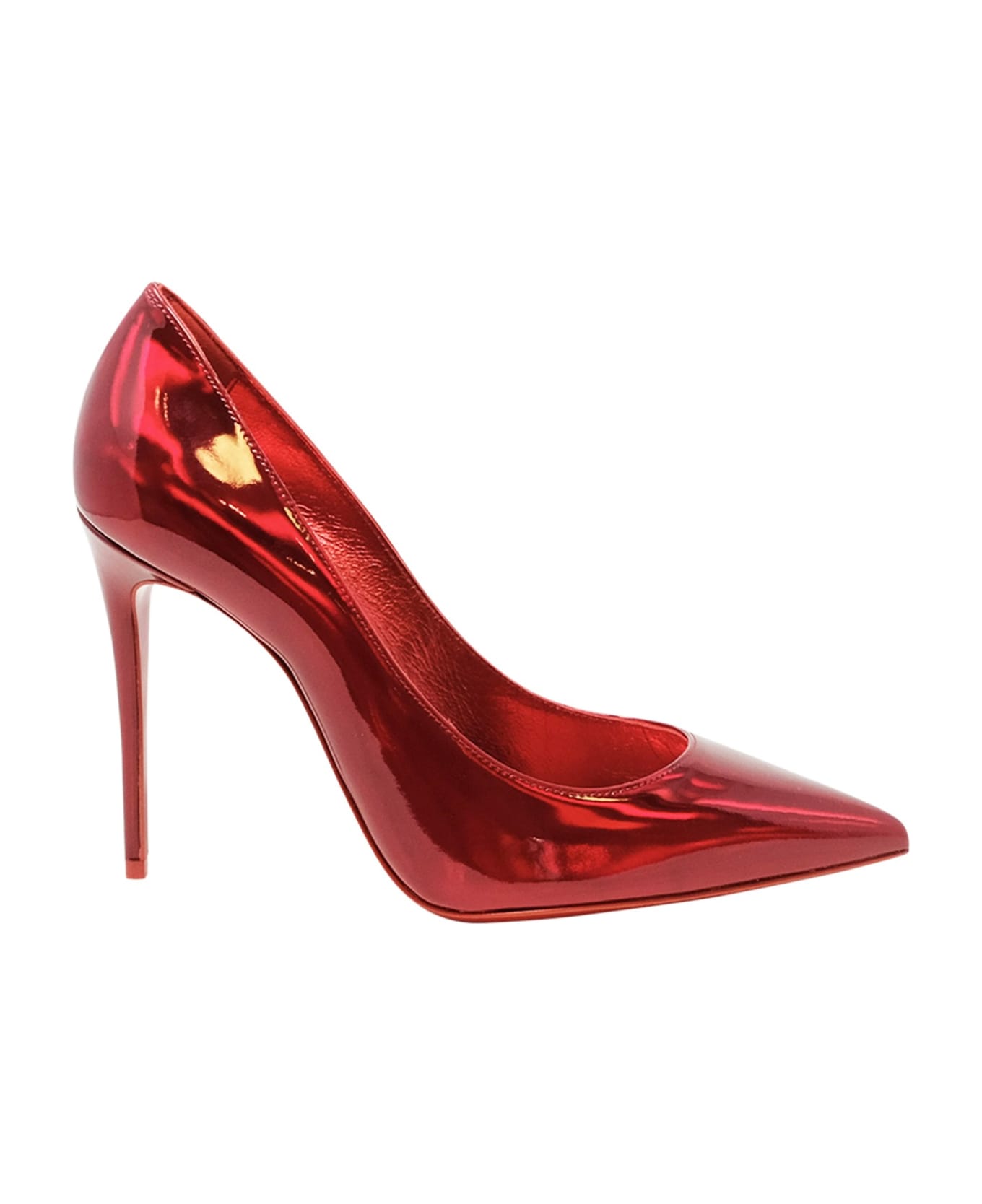 Christian Louboutin Red Metal Patent Kate 100 Pumps - RED
