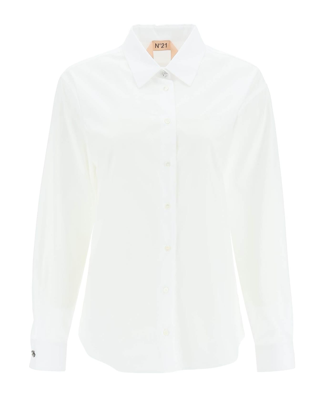 N.21 Shirt With Jewel Buttons - BIANCO OTTICO (White) シャツ