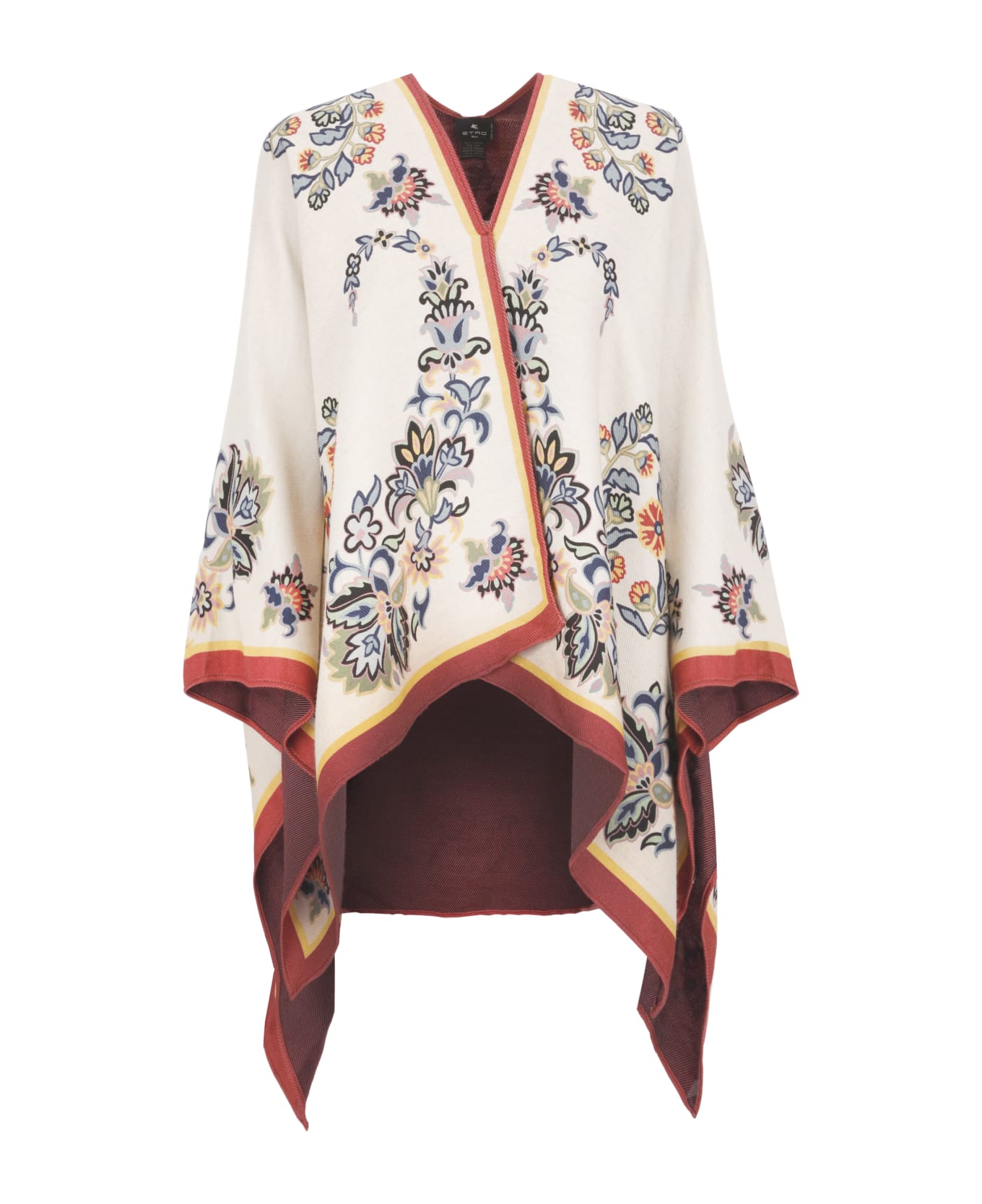 Etro Floral Paisley Cape - PRINT ON BEIGE BASE