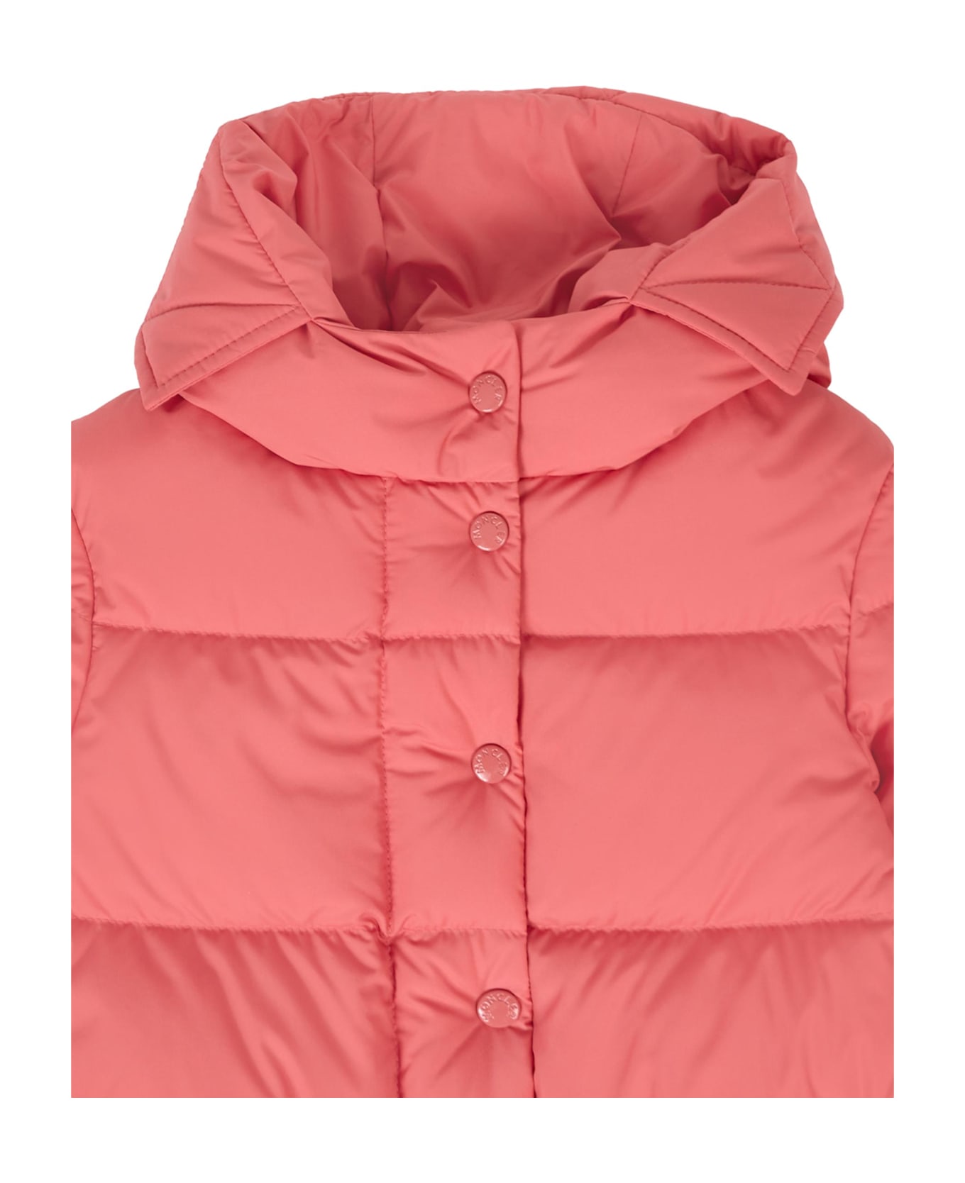Moncler Pink Tazui Down Jacket For Baby Girl With Logo - Pink