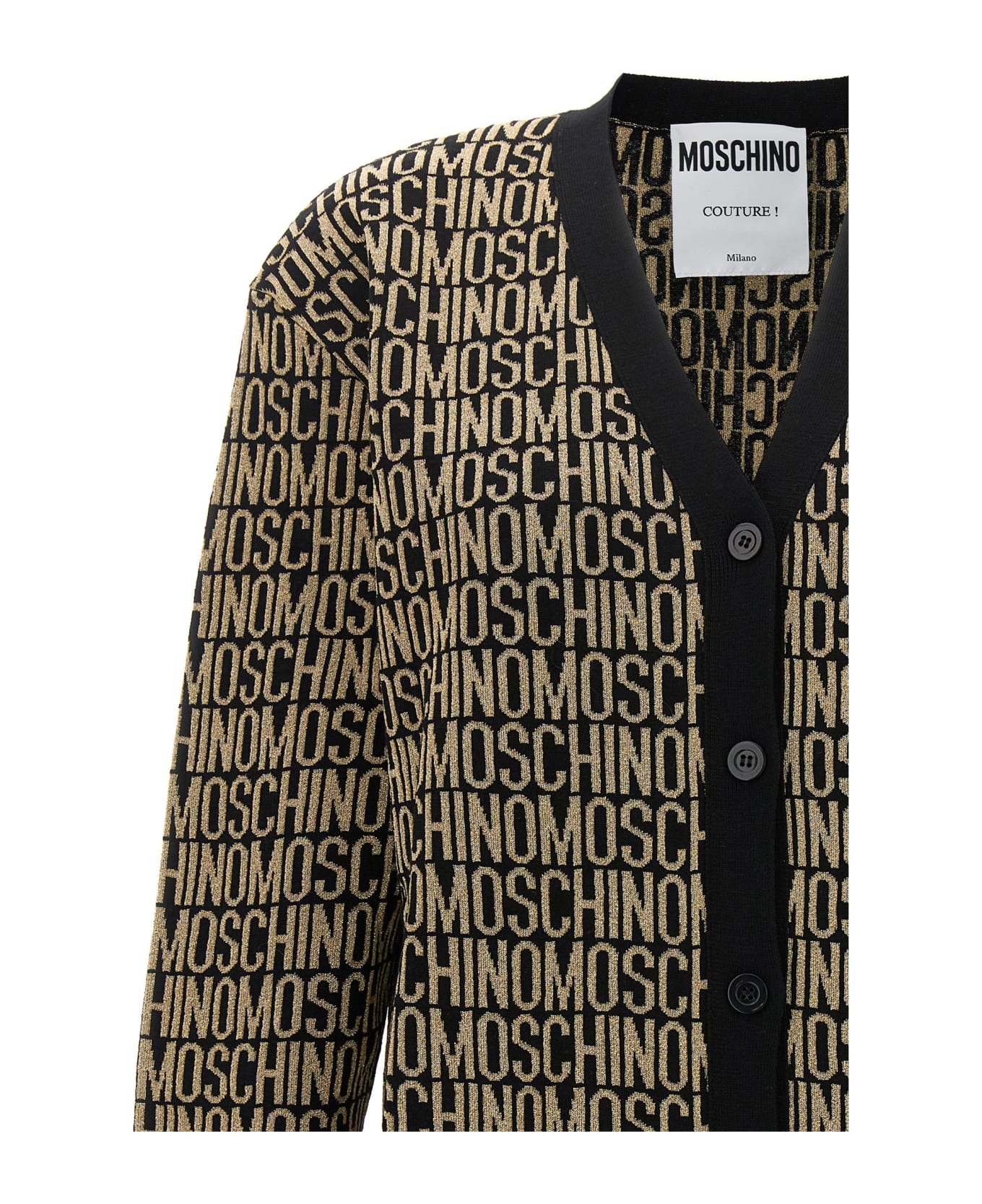 Moschino Jaquard Logo Cardigan - Black  