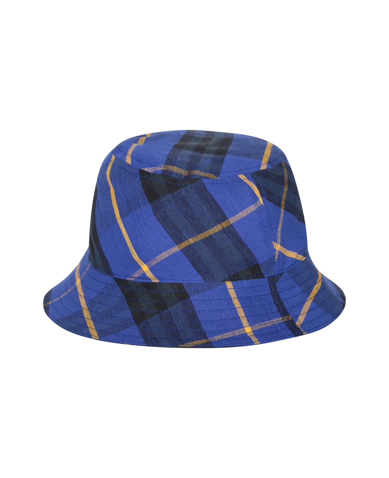Burberry Check Bucket Hat - Bright Navy