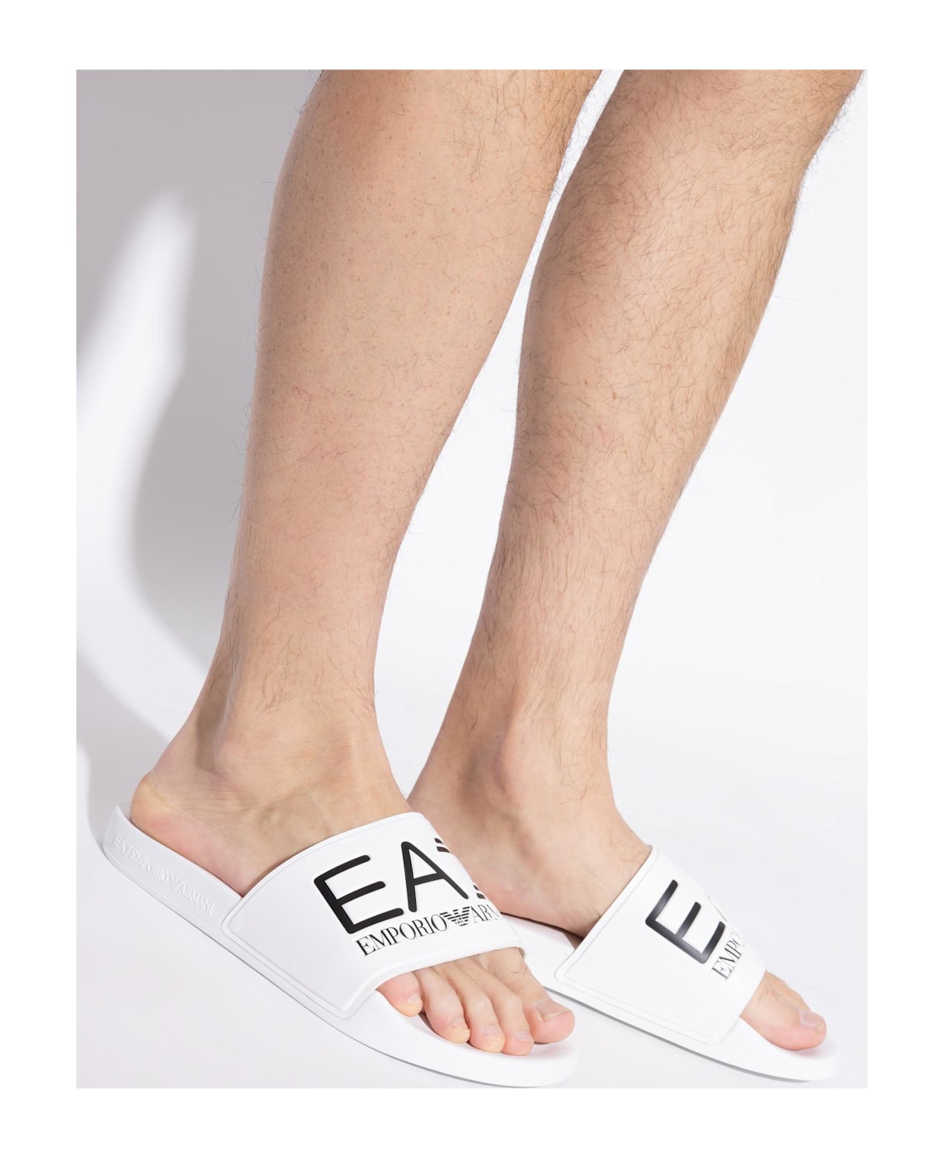 EA7 Emporio Armani Rubber Slides With Logo - Ice