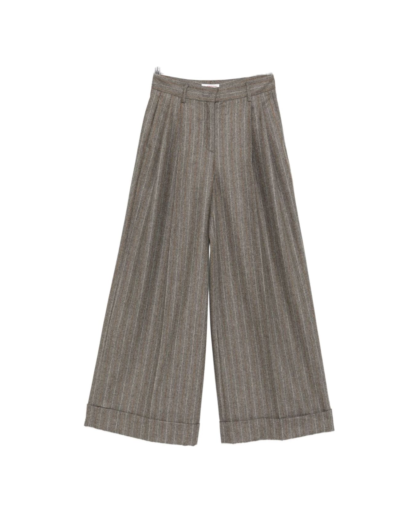 Alberto Biani Wool Flannel Trousers - Brown