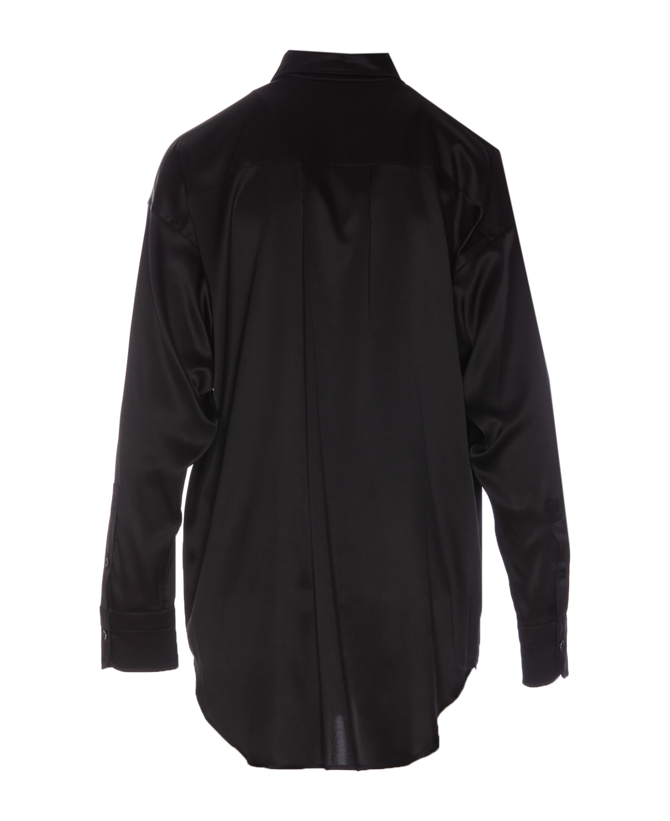 Tom Ford Stretch Silk Satin Relaxed Fit Shirt - Black
