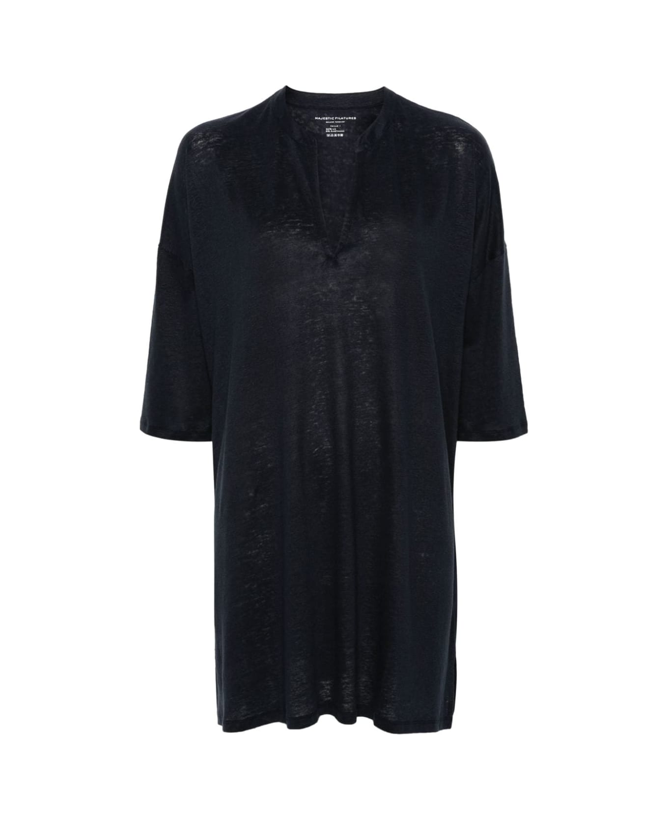 Majestic Filatures Linen Blend Tunic Dress - Blue