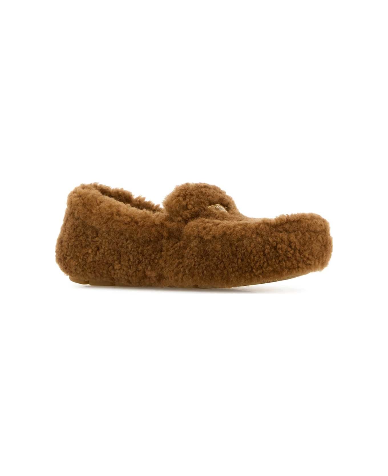 Prada Caramel Shearling Loafers - L Caramel