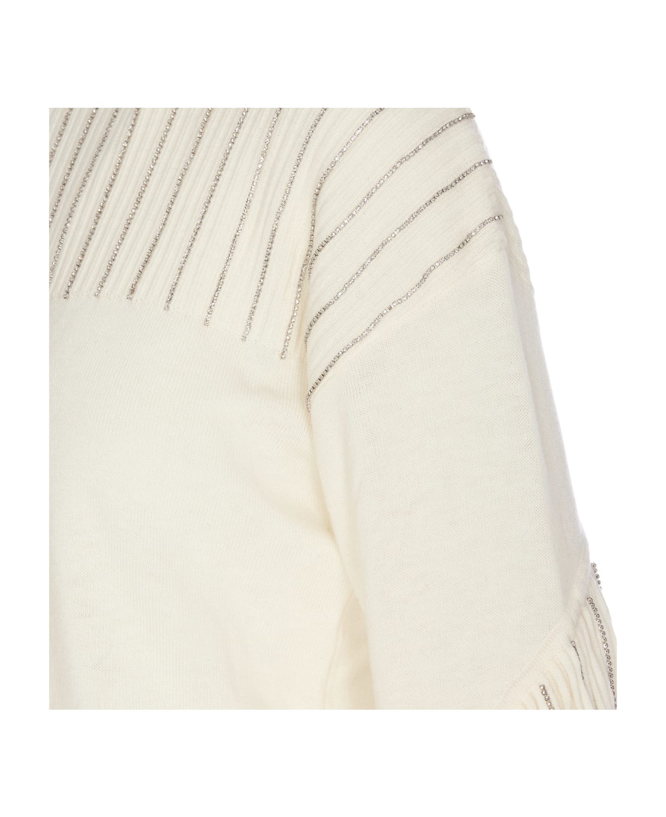 Pinko Fringe Strass Sweater - White ニットウェア