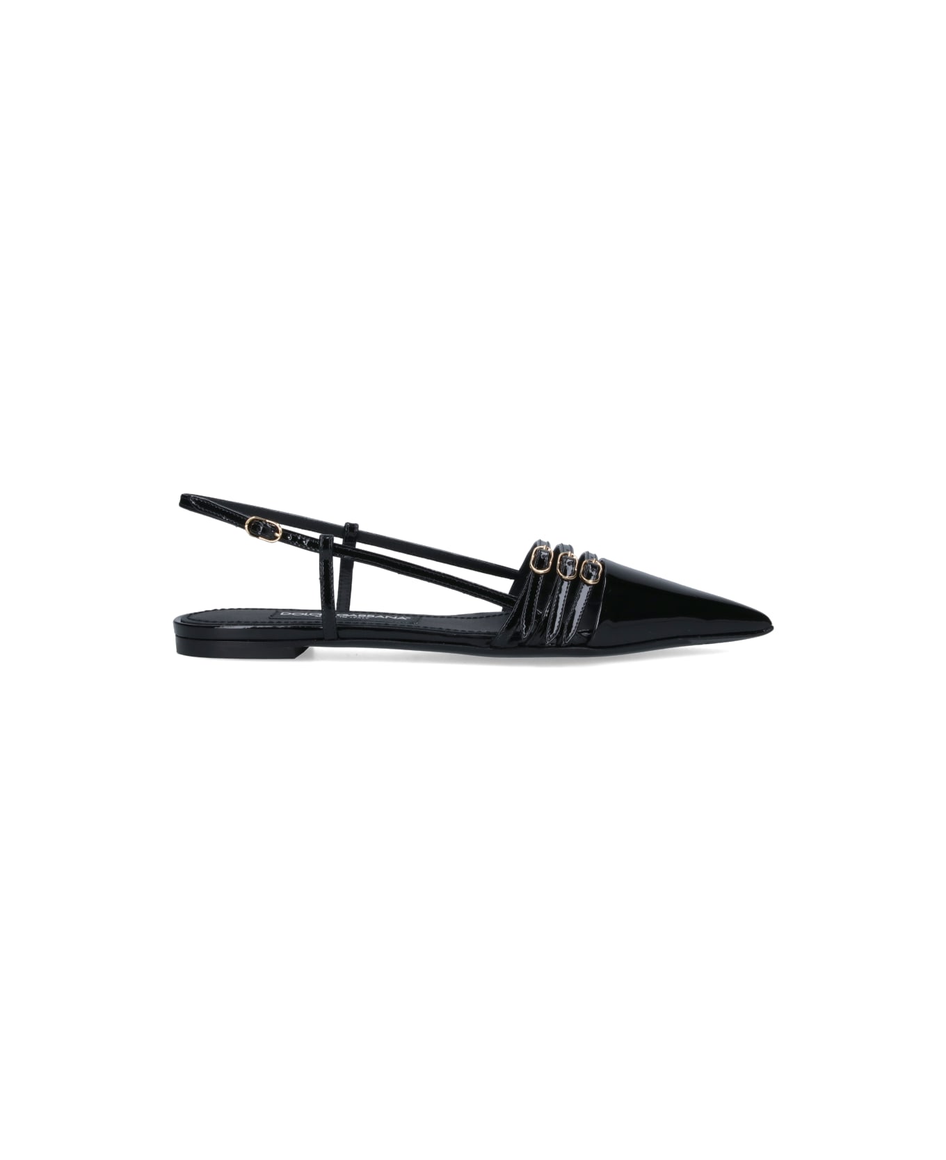 Dolce & Gabbana Pointed Toe Strap Slingbacks - Black