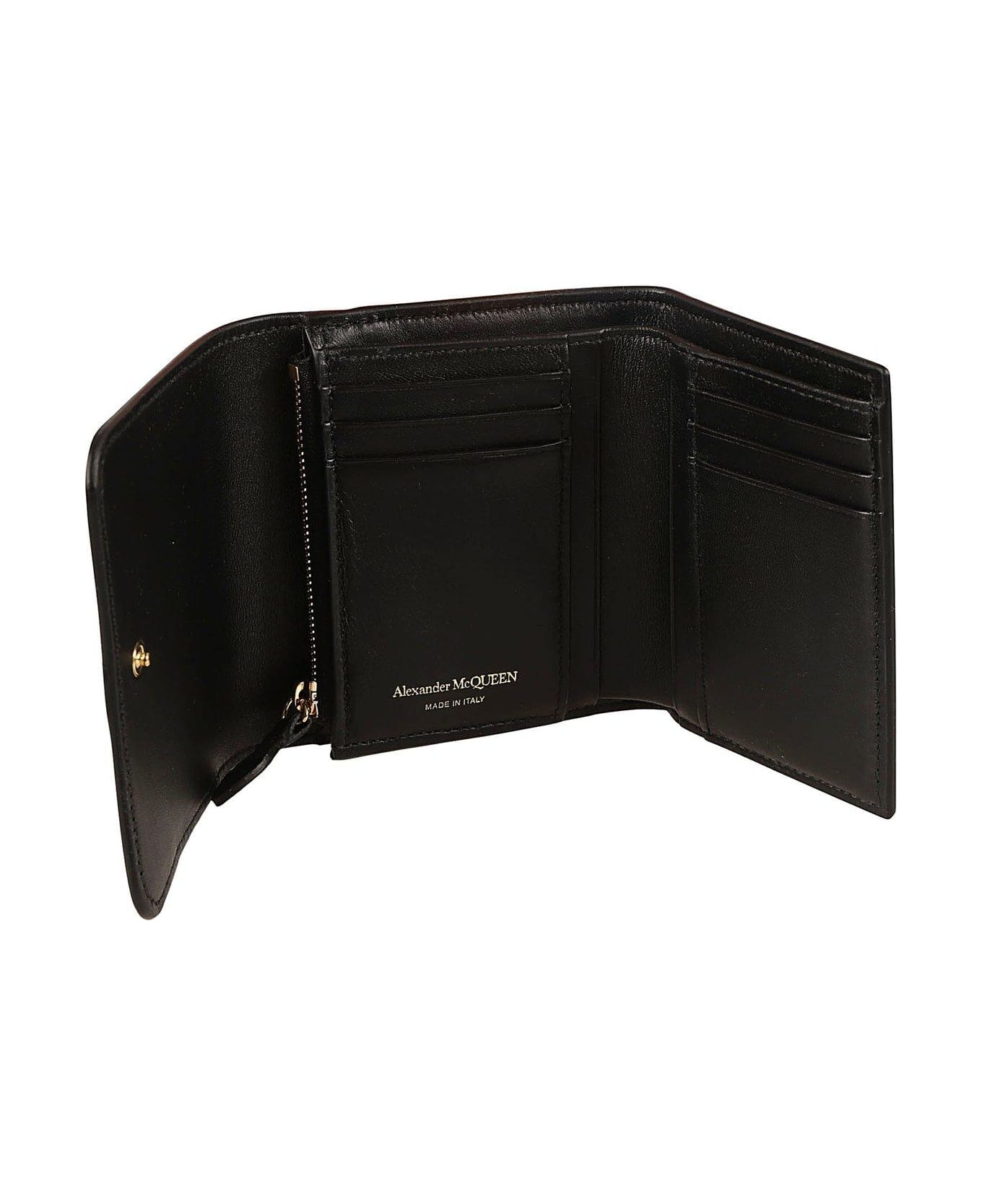 Alexander McQueen The Seal Embossed Tri-fold Wallet - Black 財布
