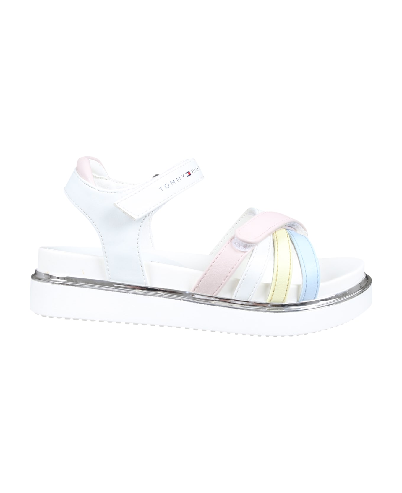 Tommy Hilfiger White Sandals For Girl With Logo - White シューズ