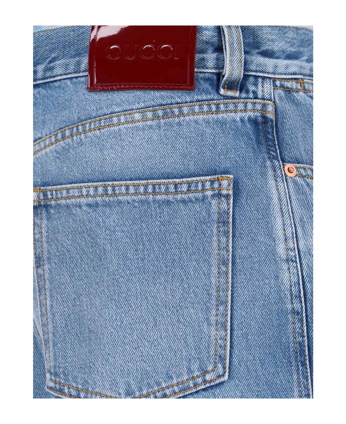 Gucci Logo Wide Jeans - Light Blue