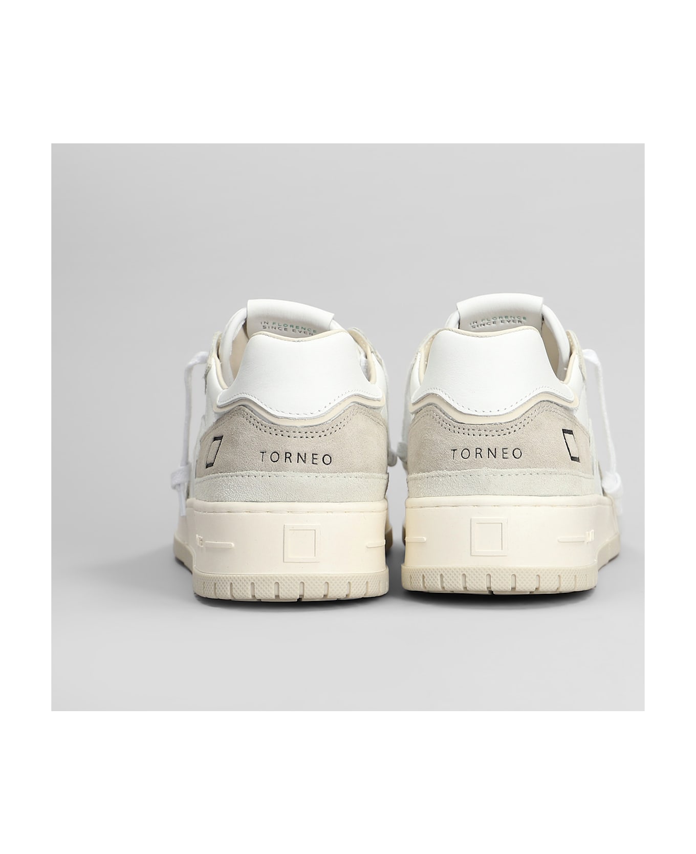 D.A.T.E. Torneo Colored Sneakers In White Suede And Leather - Beige