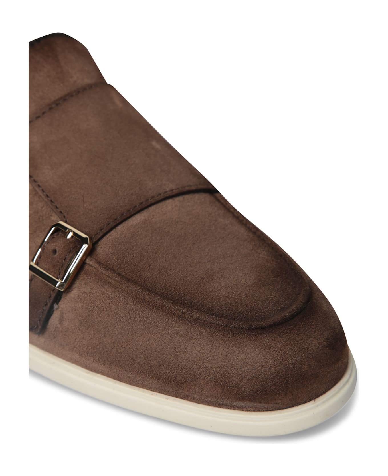 Santoni Brown Suede Monkstrap - Brown