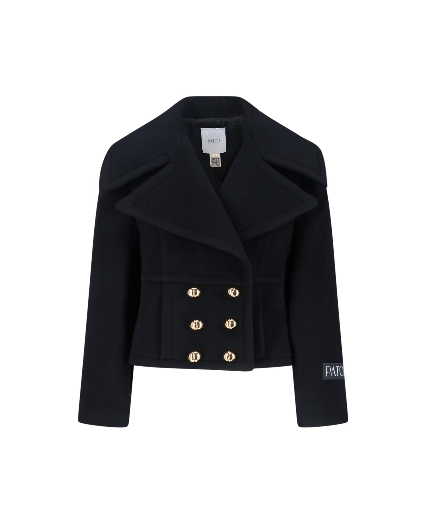 Patou Short Double-breasted Coat - Black   コート＆ジャケット
