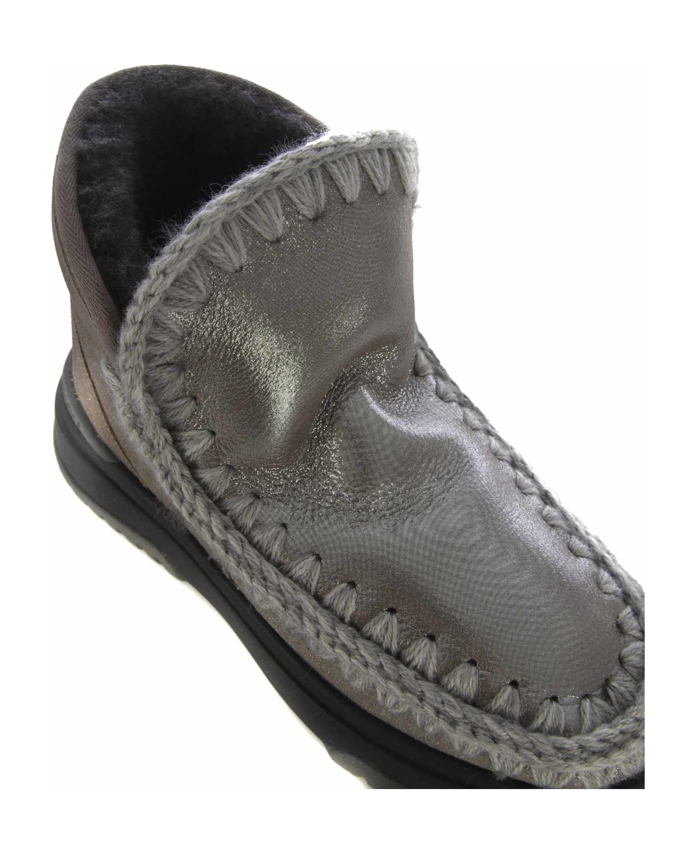 Mou Ankle Boots Mou "eskimo Jogger" Made Of Leather - Grigio argento ブーツ