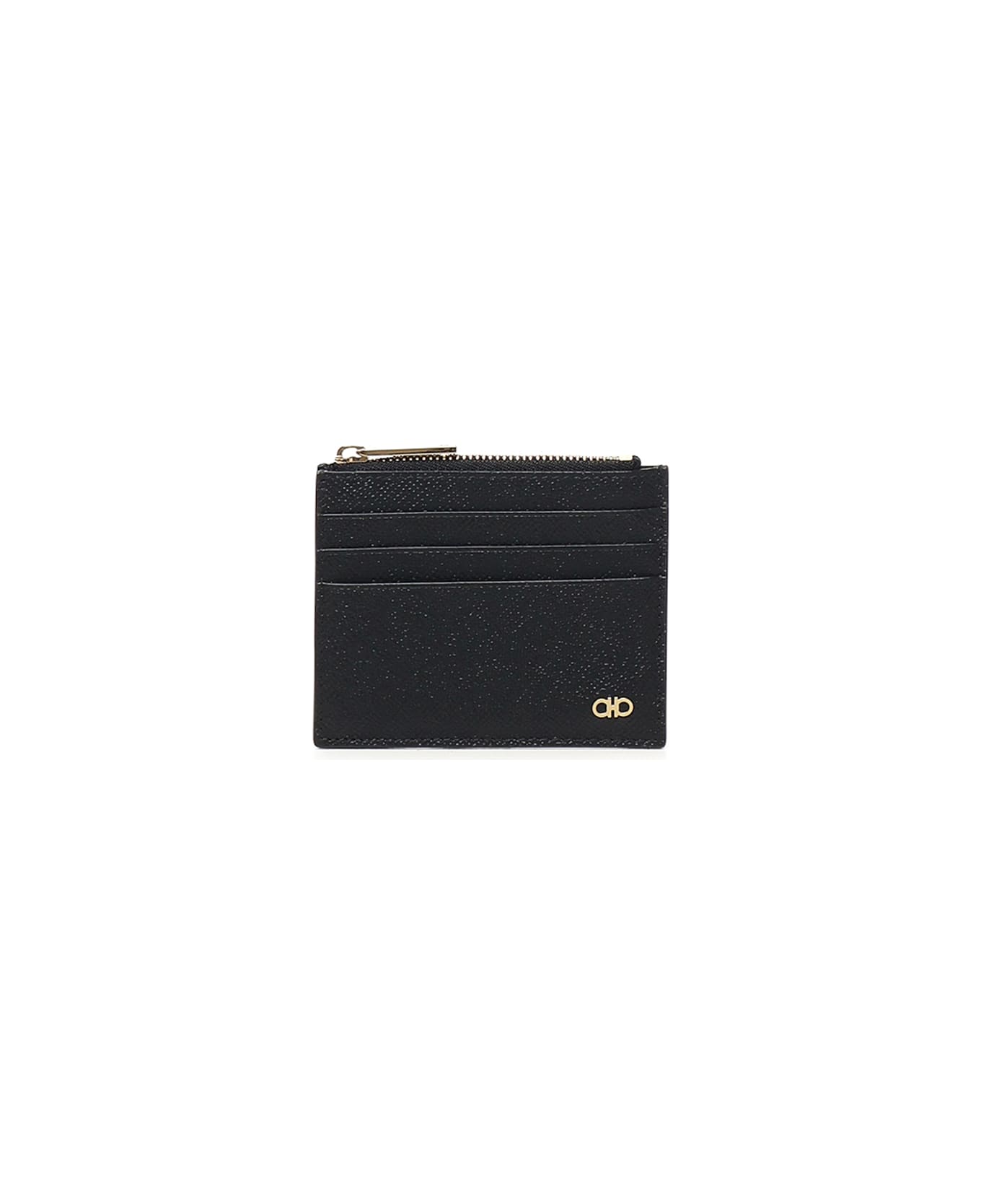 Ferragamo Zippered Card Holder - Black