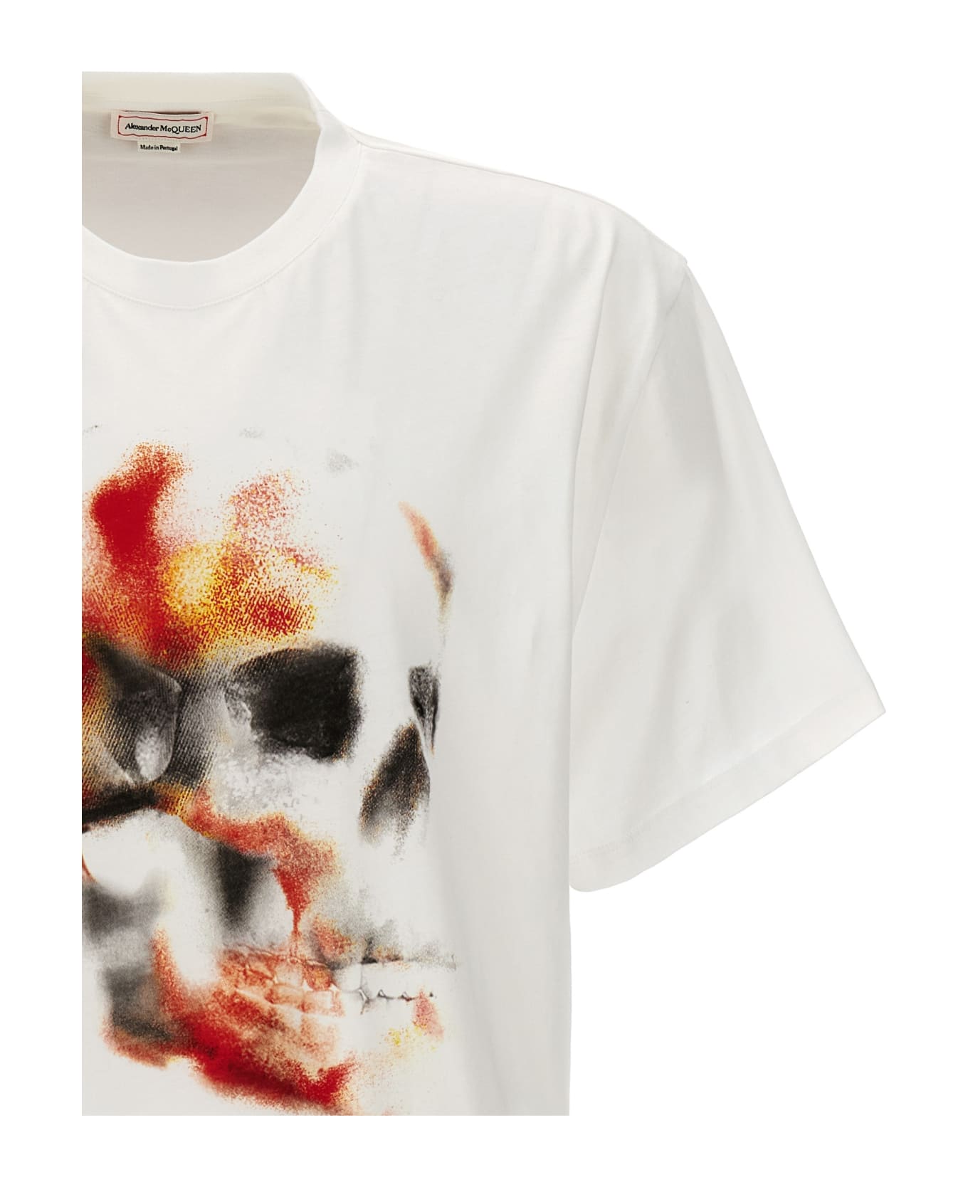 Alexander McQueen Obscured Skull Organic Cotton T-shirt - White