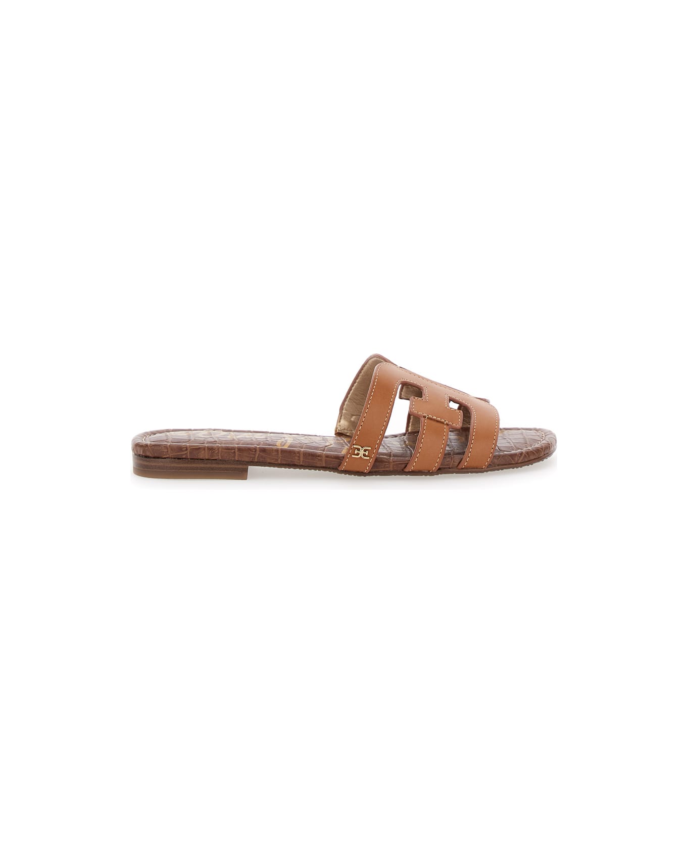 Sam Edelman 'bay Slide' Brown Slip-on Sandals With Logo Detail In Leather Woman - Beige