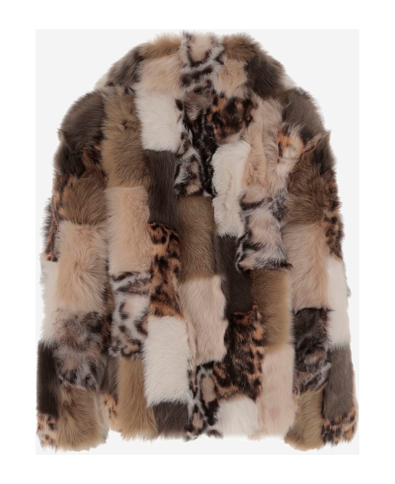 Blancha Color-block Shearling Jacket - Red