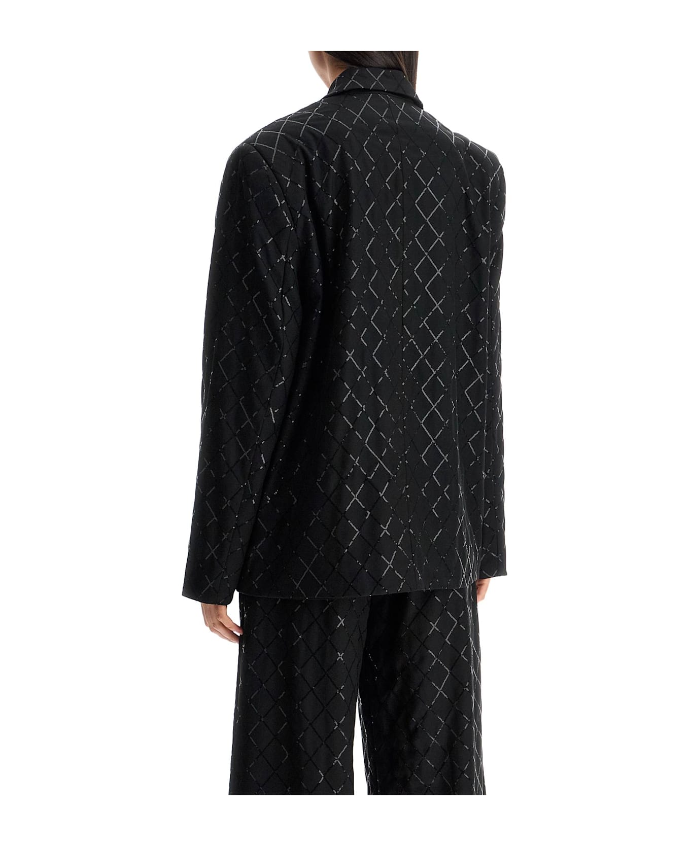 Rotate by Birger Christensen Oversized Sequin Blazer - BLACK (Black)