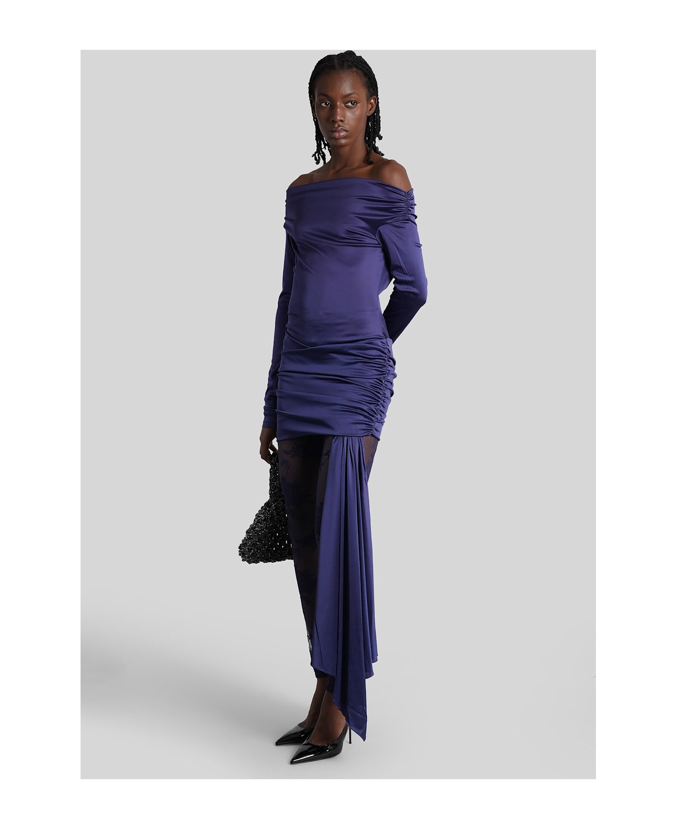 The Andamane Wendell Mini Dress In Blue Acetate - blue