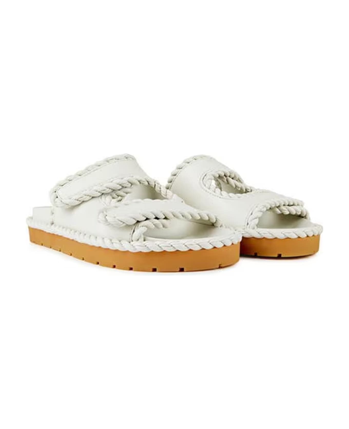 Bottega Veneta Jack Flat Mule Sandals - White