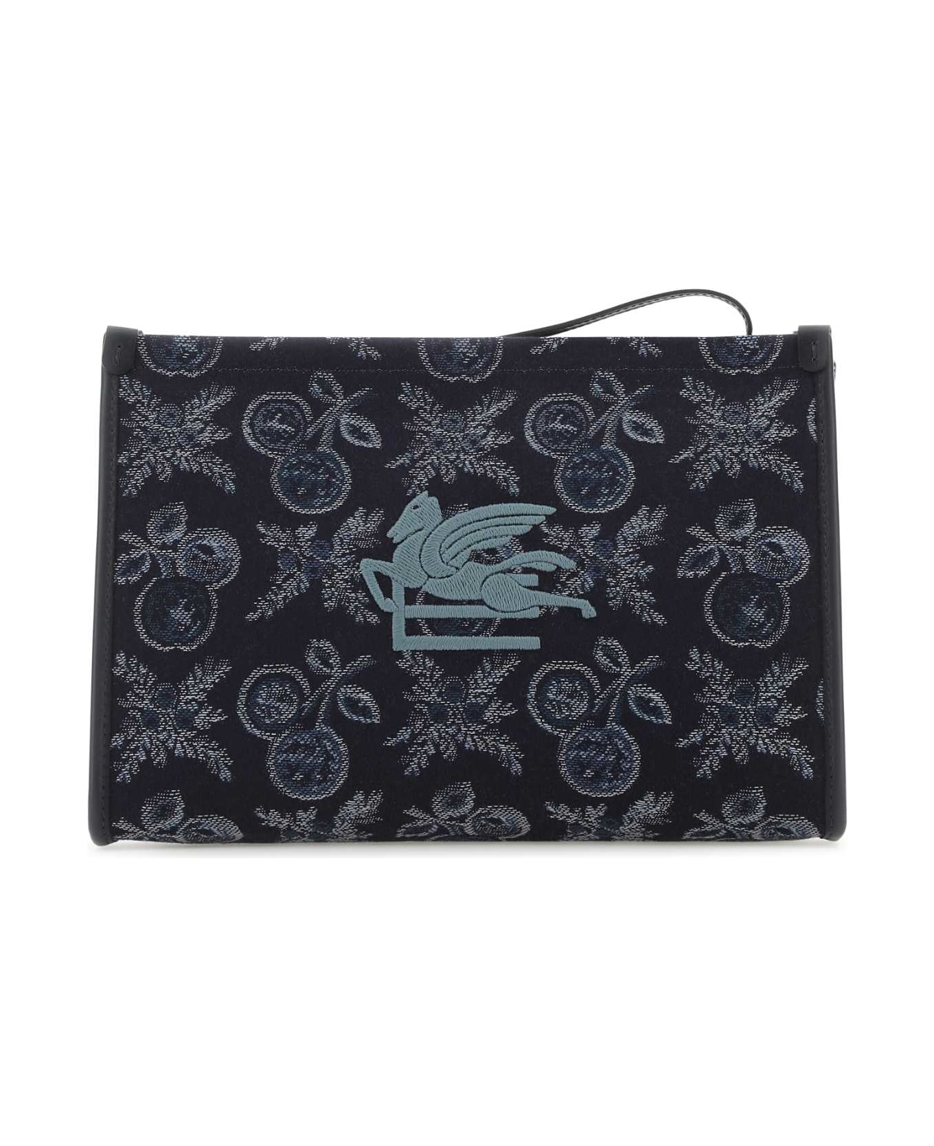 Etro Embroidered Canvas Beauty Case - Blue
