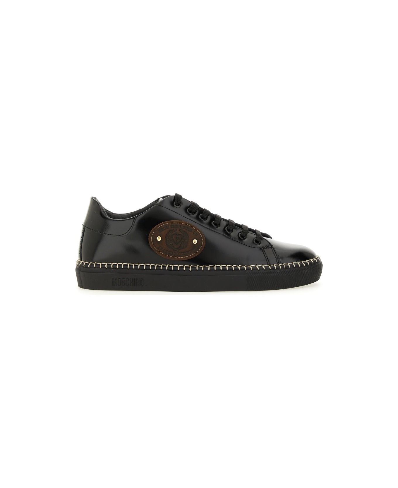 Moschino Leather Sneaker - BLACK