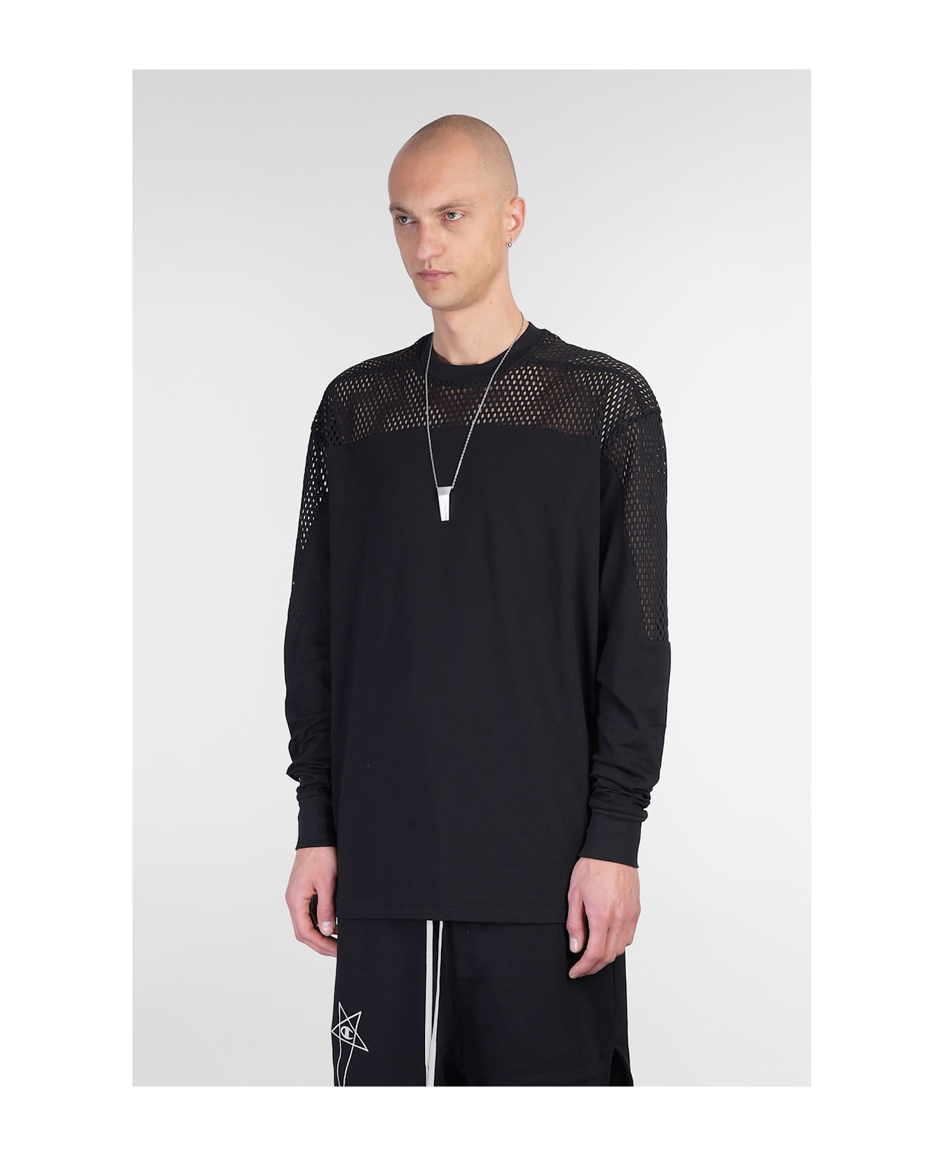Rick Owens x Champion Girdered T T-shirt In Black Cotton - black