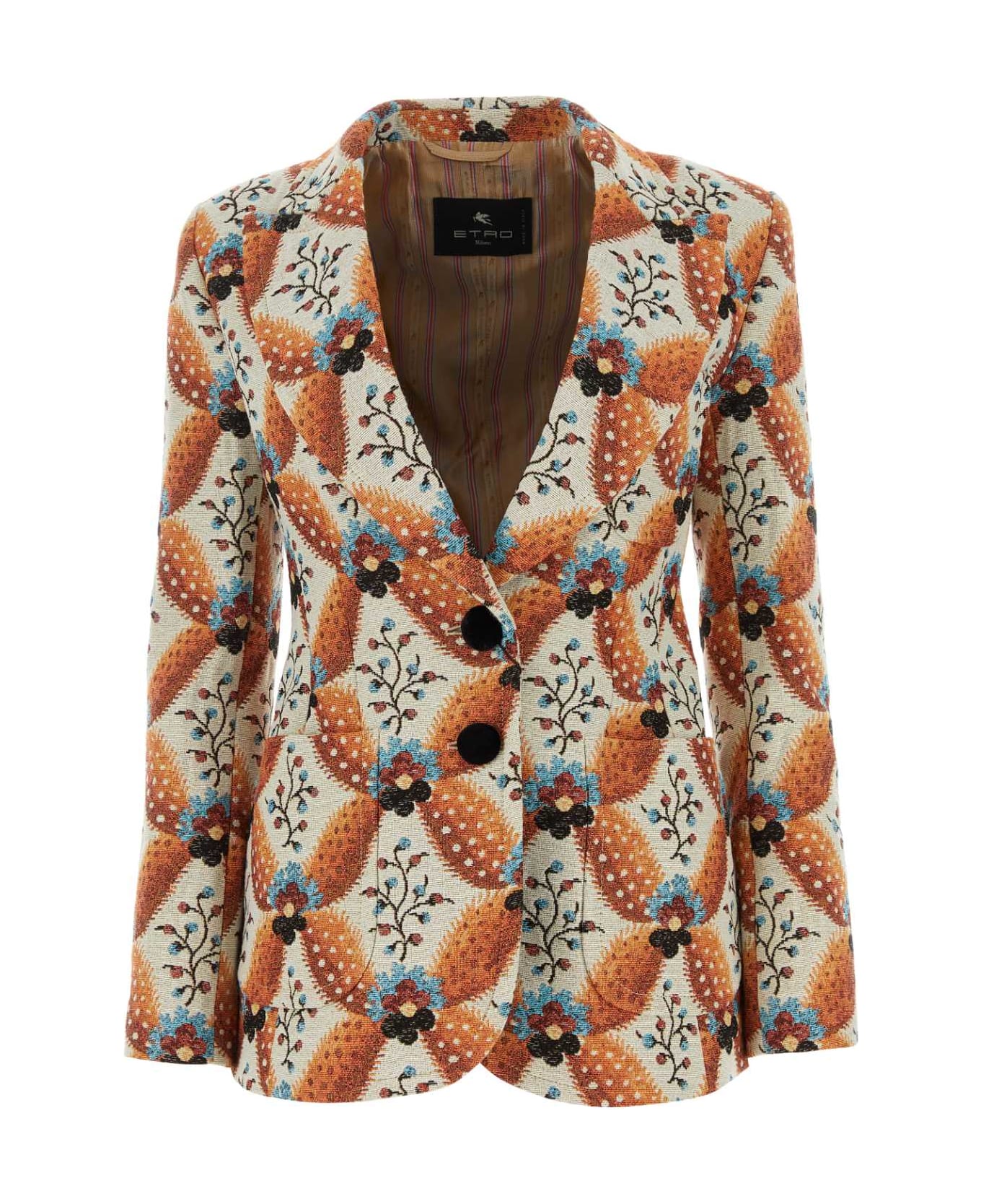 Etro Embroidered Jacquard Blazer - Orange