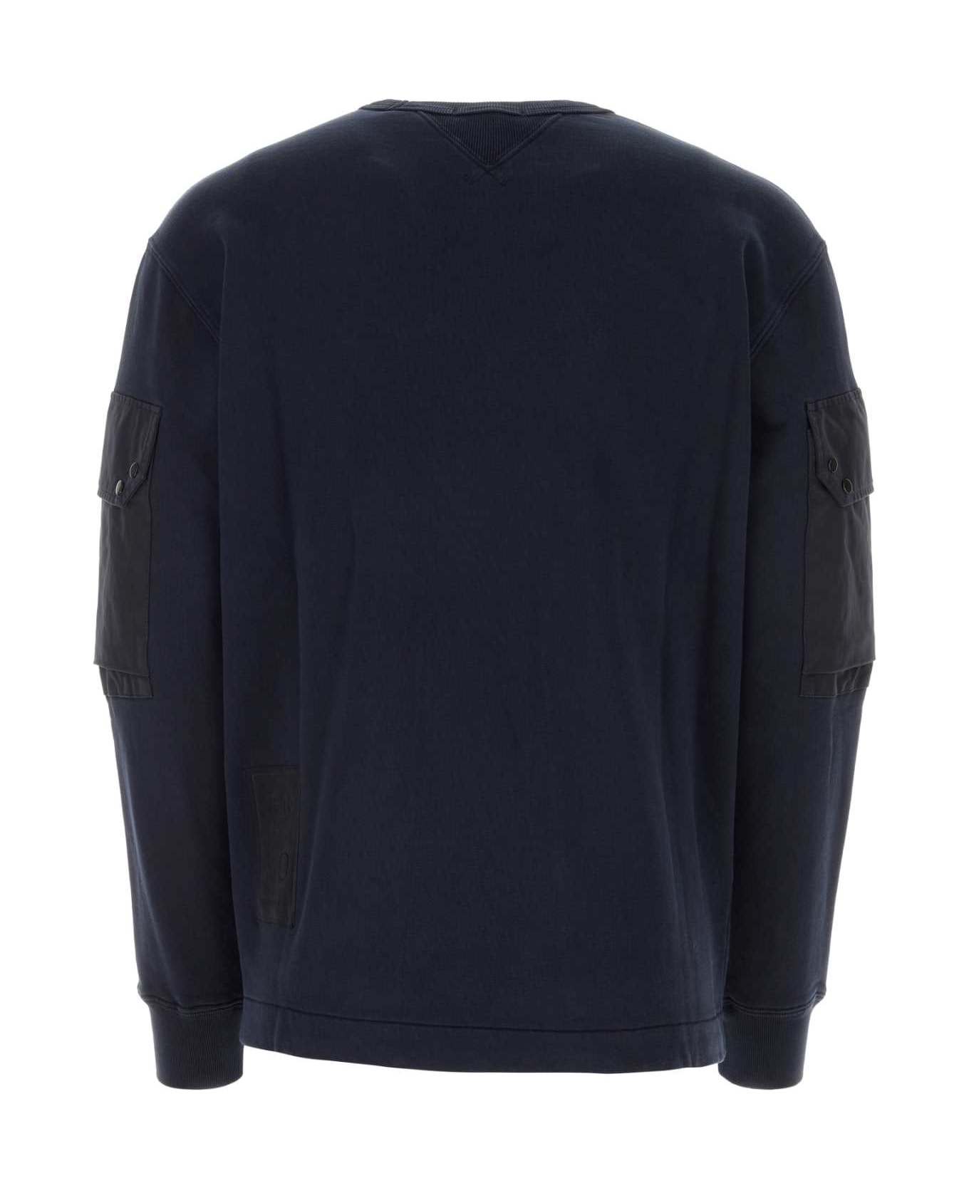 Ten C Navy Blue Cotton Sweatshirt - BLU