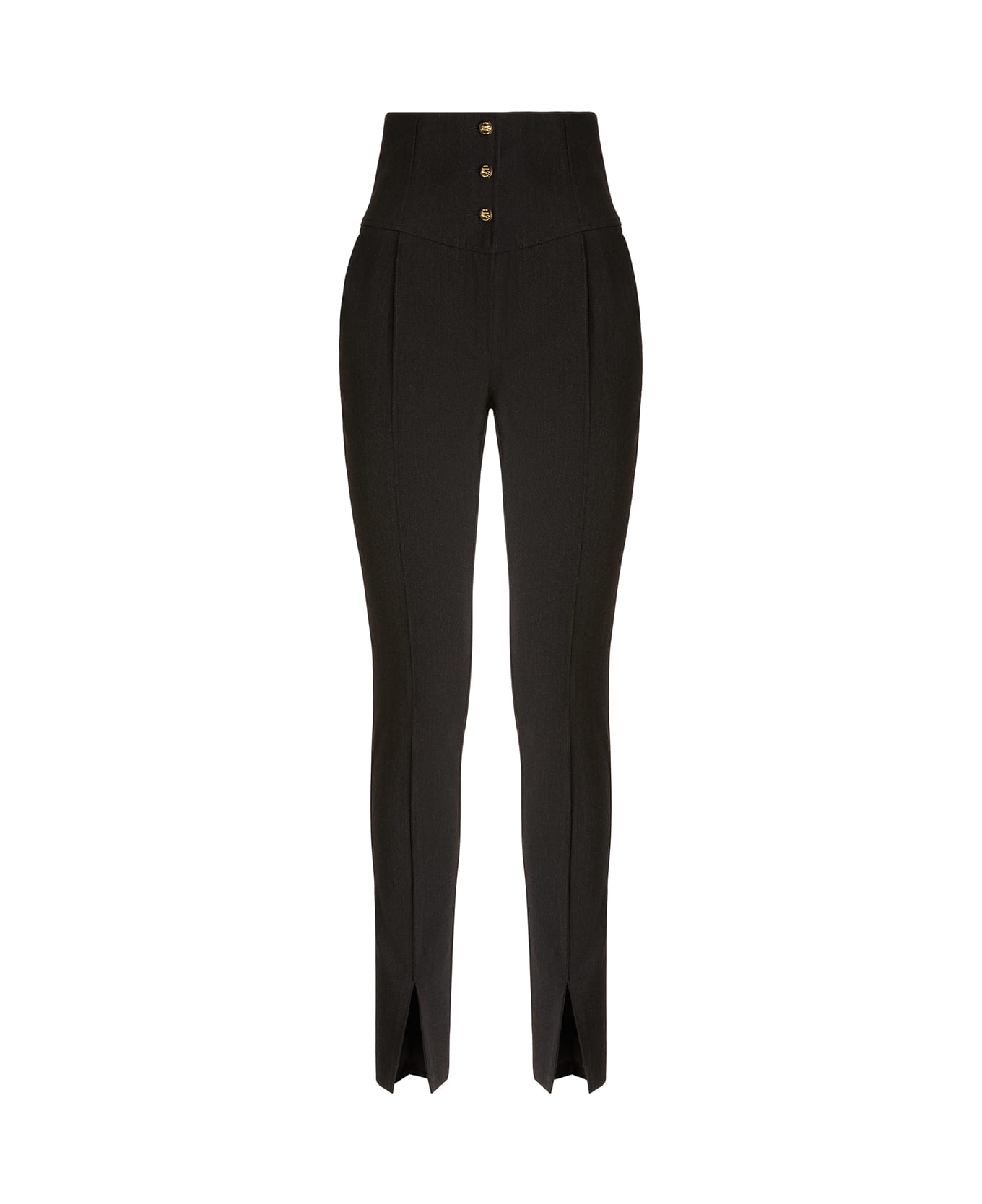 Etro Woman Black High Waist Trousers With Pegasus Buttons - Nero